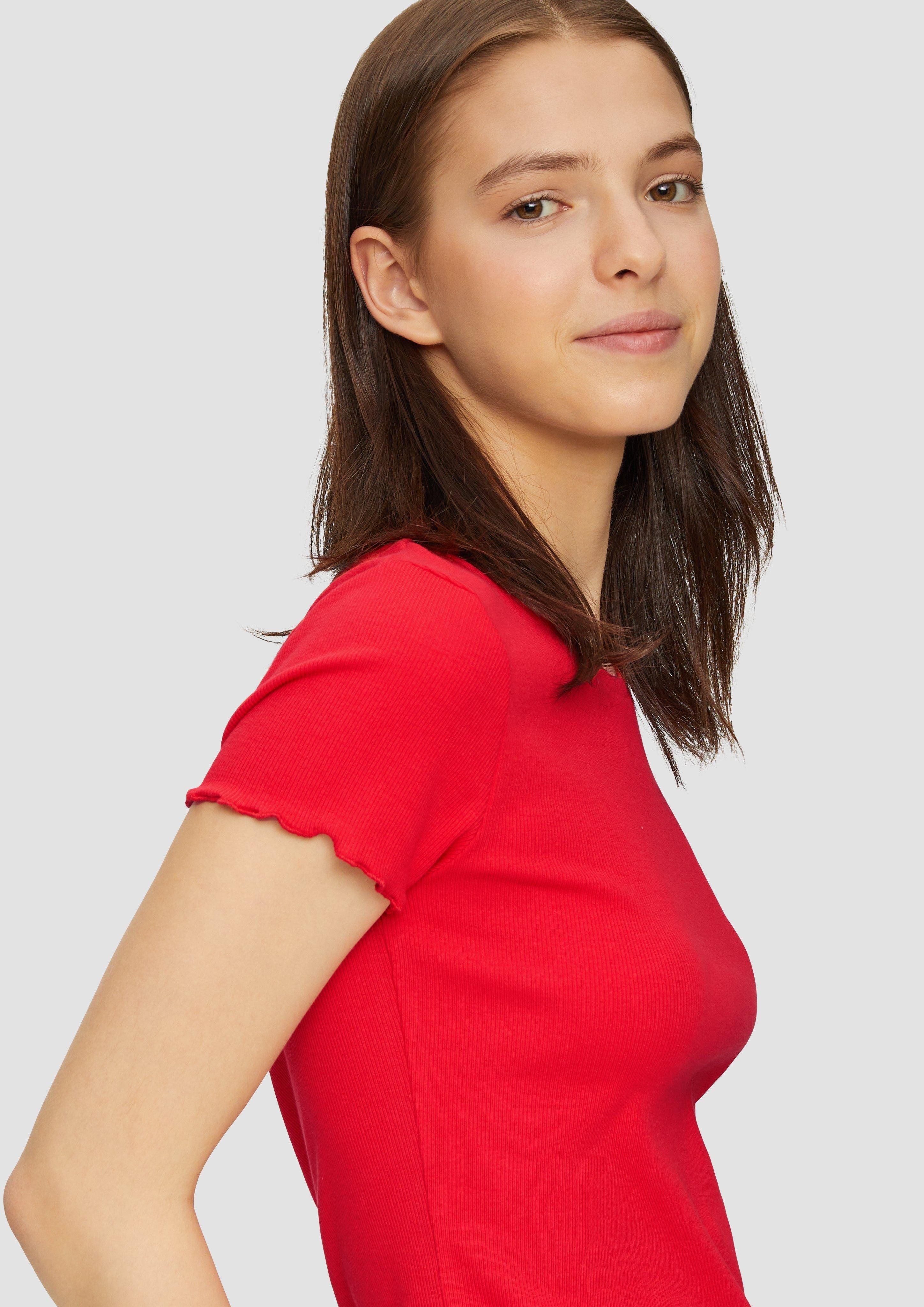 QS Kurzarmshirt Geripptes T-Shirt im Slim günstig online kaufen