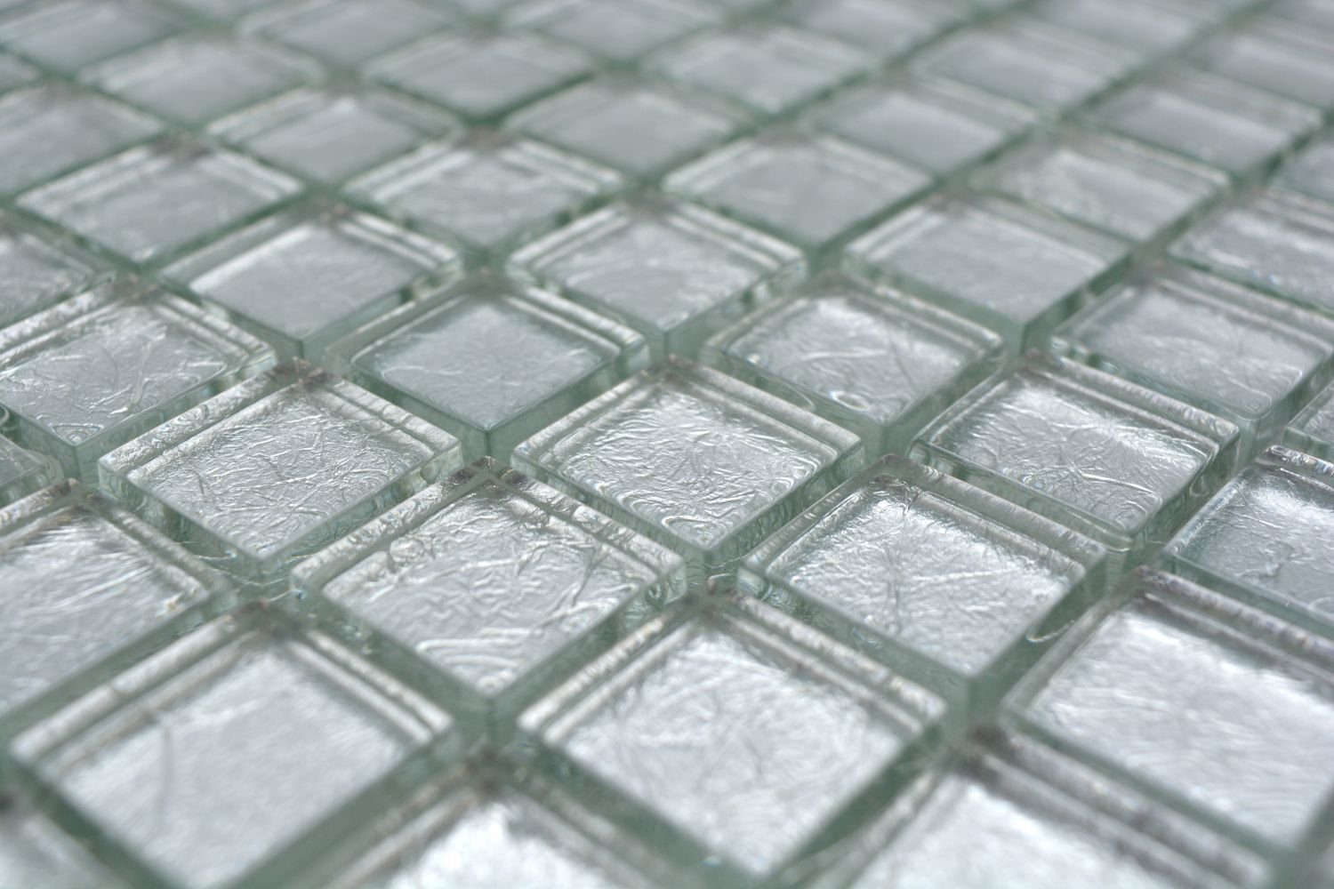 Mosaikfliesen Glasmosaik / Matten Mosani Crystal Mosaikfliesen silber 10 glänzend