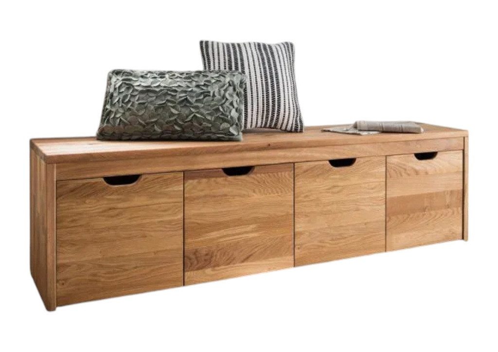 Main Möbel Schuhbank Garderobenbank mit Schubkästen 160cm 'Stockholm' Buche massiv