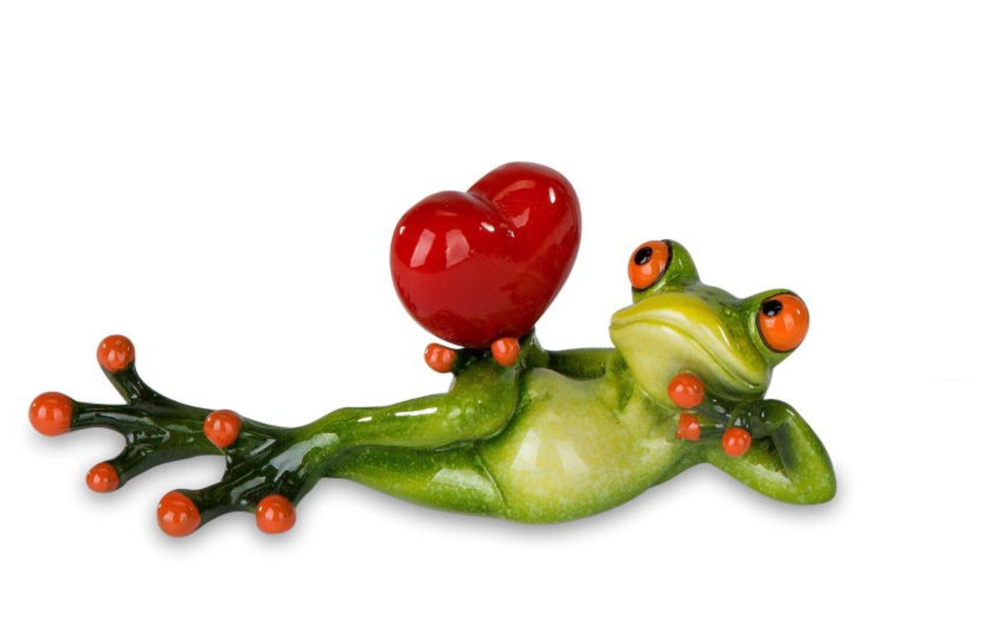formano Dekofigur Frosch mit Herz liegend 16cm Froschfigur Kunststein glänz günstig online kaufen