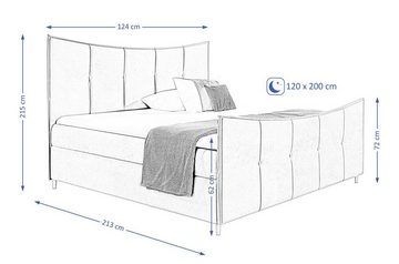 Beautysofa Boxspringbett BERGO LUX (Doppelbett, Bett), Polsterbett im modernes Design, inklusive Federkern, mit Topper