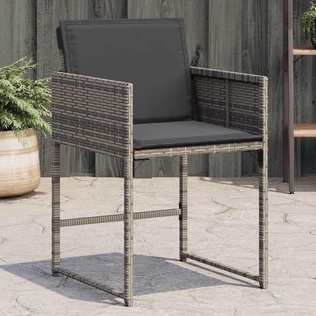 furnicato Gartenstuhl Grau 50,5 x 54 x 79 cm mit Kissen Dunkelgrau (4 St), UV-beständige Sitzgruppe, klappbar und mit waschbaren Kissenbezügen