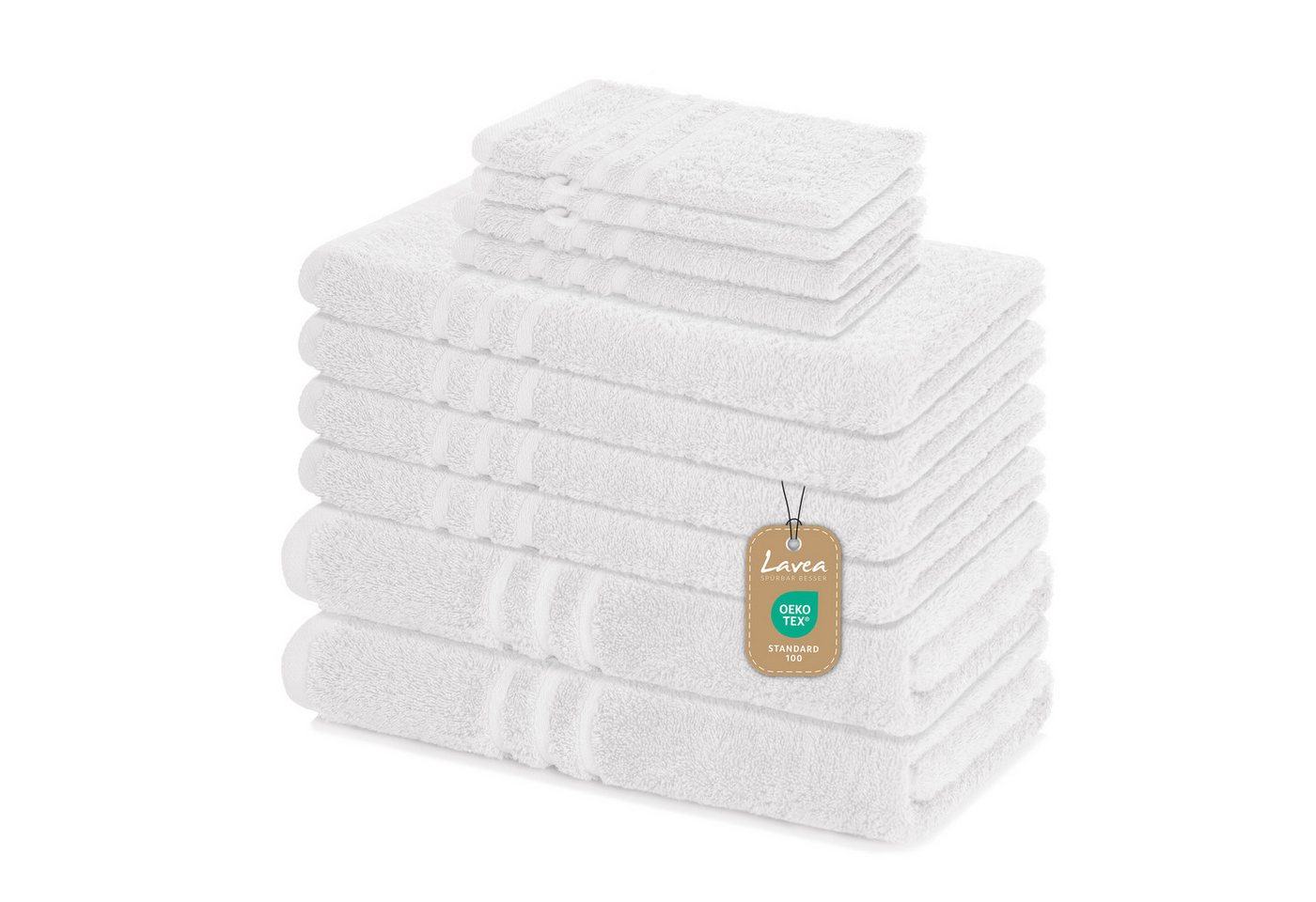 Lavea Handtuch Set Elena, Duschtücher, Handtücher, Gästetücher, Waschhandschuhe, 100% Baumwolle (Set, 10-St), Frottierserie, weich & saugstark, pflegeleicht, 500 g/m² Frottier