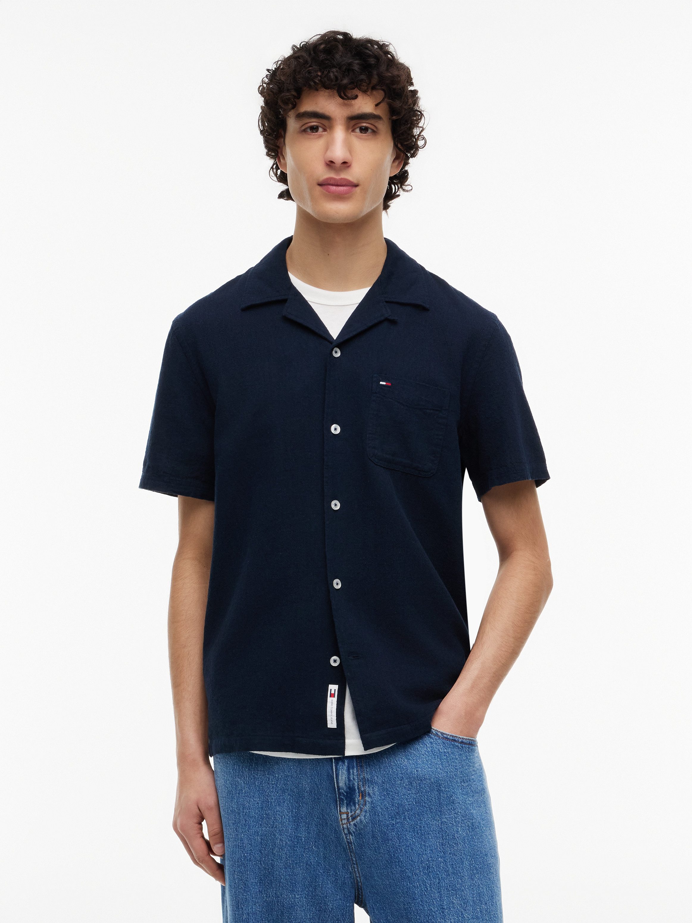 Tommy Jeans Leinenhemd TJM REGULAR LINEN BLEND CAMP mit Reverskragen günstig online kaufen