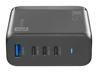 Cellularline Multipower Desk 150W Reiselader 4 Port GaN USB-Ladegerät (Apple iPhone, iPad, MacBook, Samsung Galaxy Tab, S23 S24, Google Pixel)