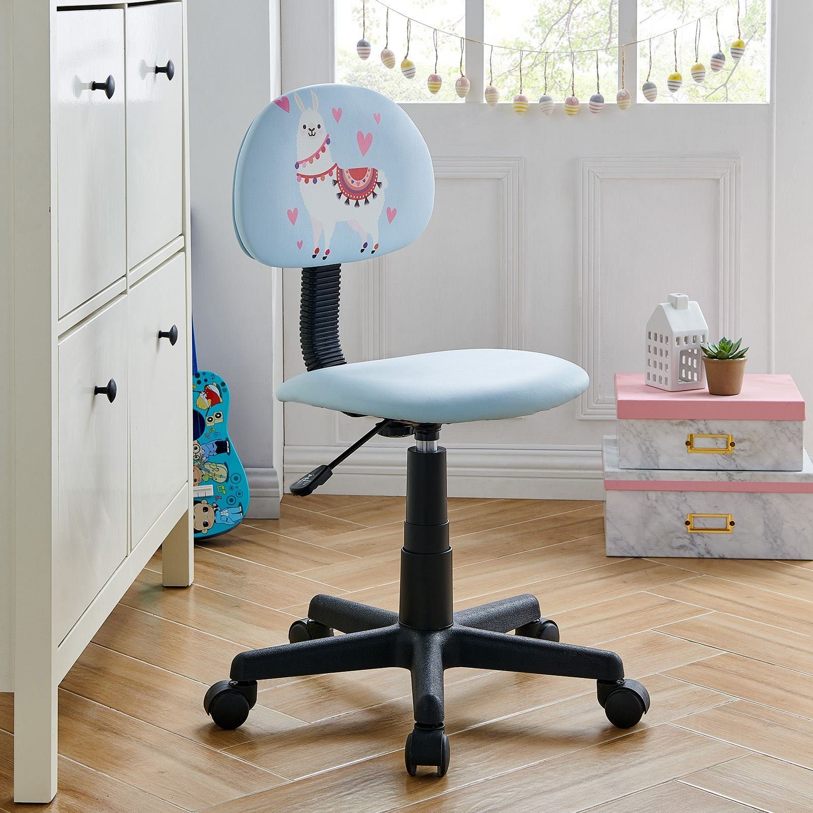 ALPACA, mit Kinder hellbllau Bezug Kunstleder CARO-Möbel für höhenverstellbar Kinderdrehs Drehstuhl Drehstuhl