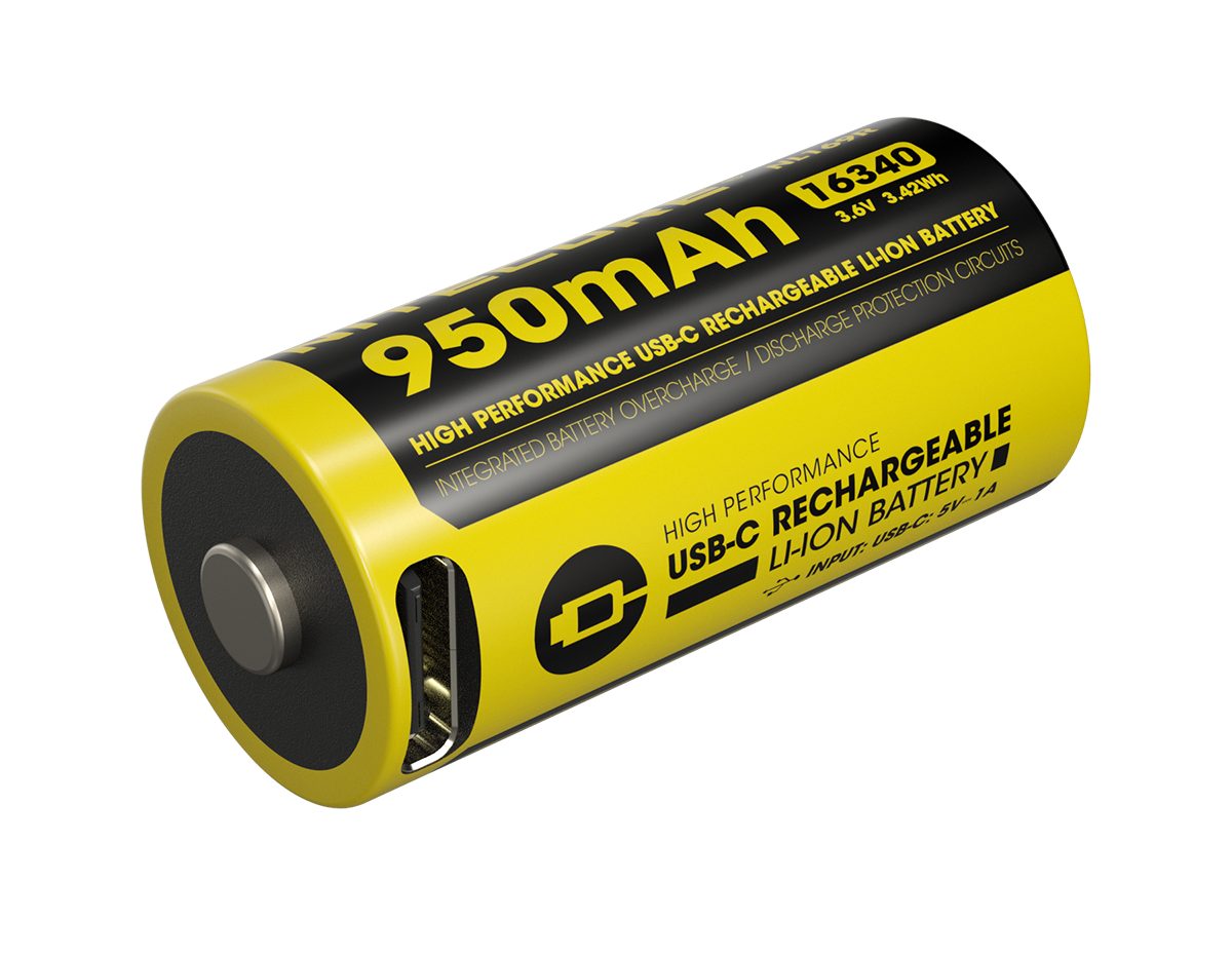 Nitecore Li-Ion Akku Typ 16340 - 950 mAh mit USB-C - NL169R Akku (1 St)