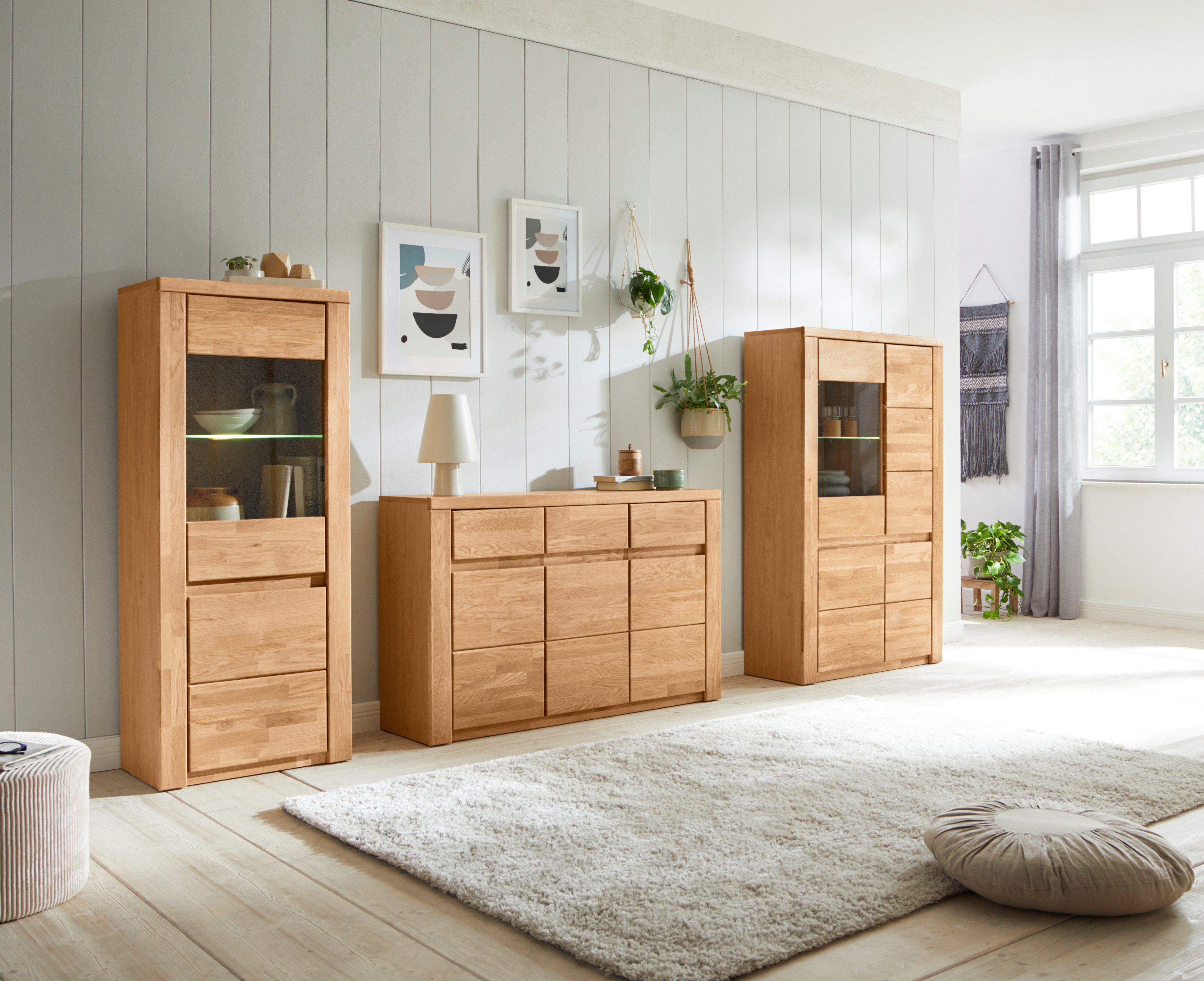 grifflose Home Burani, Eiche Optik | teilmassiv Sideboard affaire Eichefarben