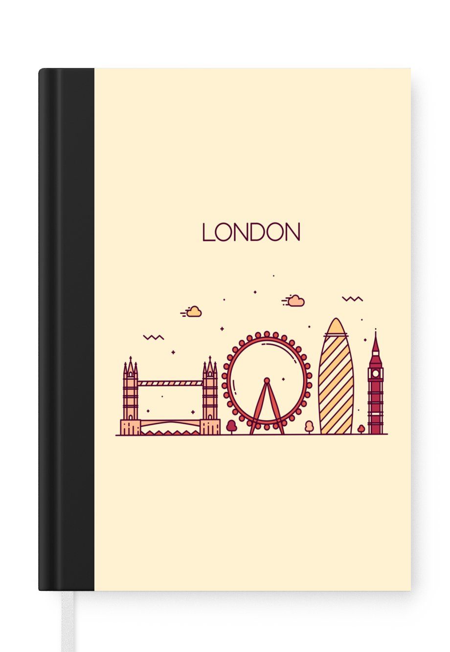 MuchoWow Notizbuch England - London - Skyline, Journal, Merkzettel, Tagebuch, Notizheft, A5, 98 Seiten, Haushaltsbuch