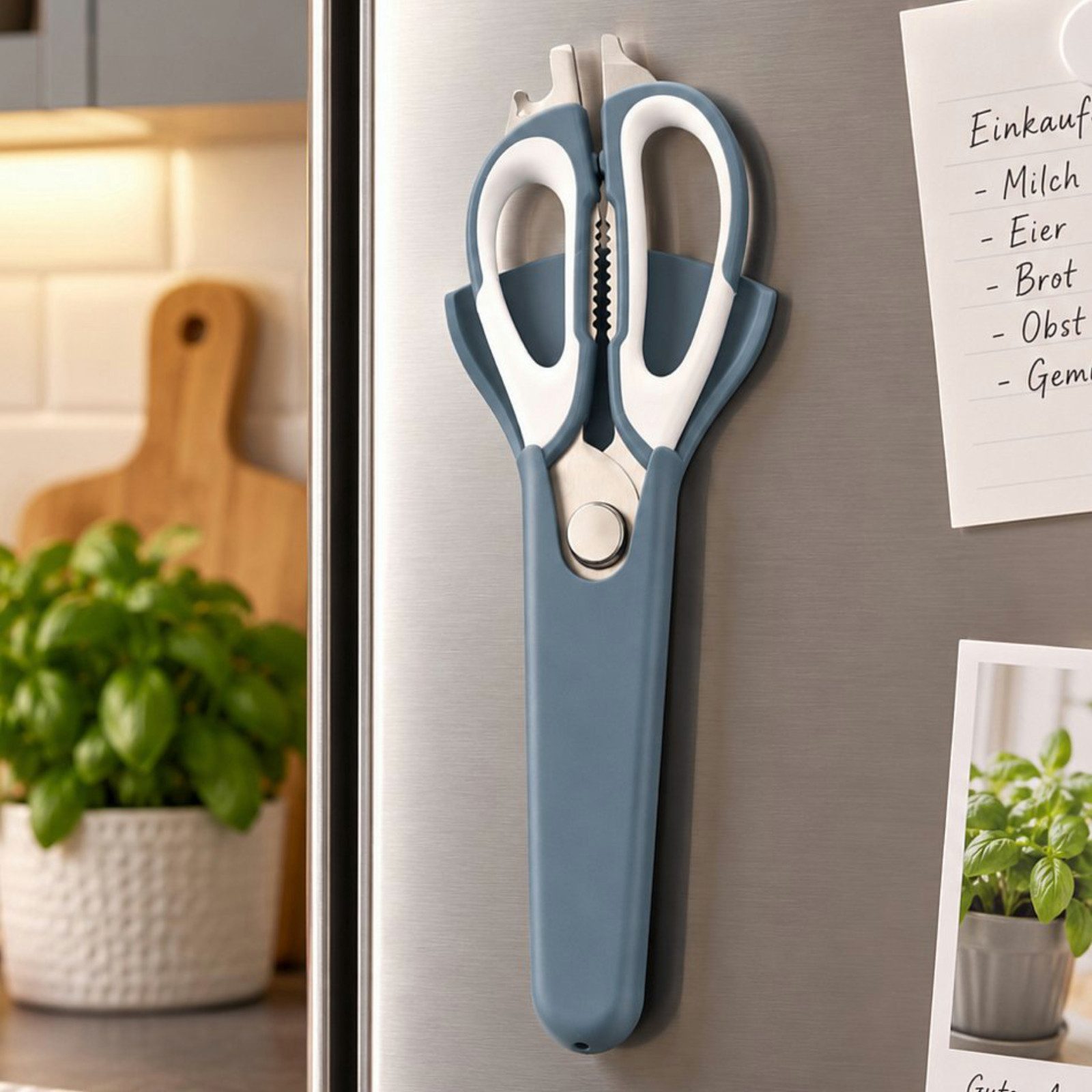 Koopman Haushaltsschere Küchenschere Schere mit Halterung, (Stück, Packung), Magnetisch, Kunststoffhalterung, Kunststoffgriff, Multitool