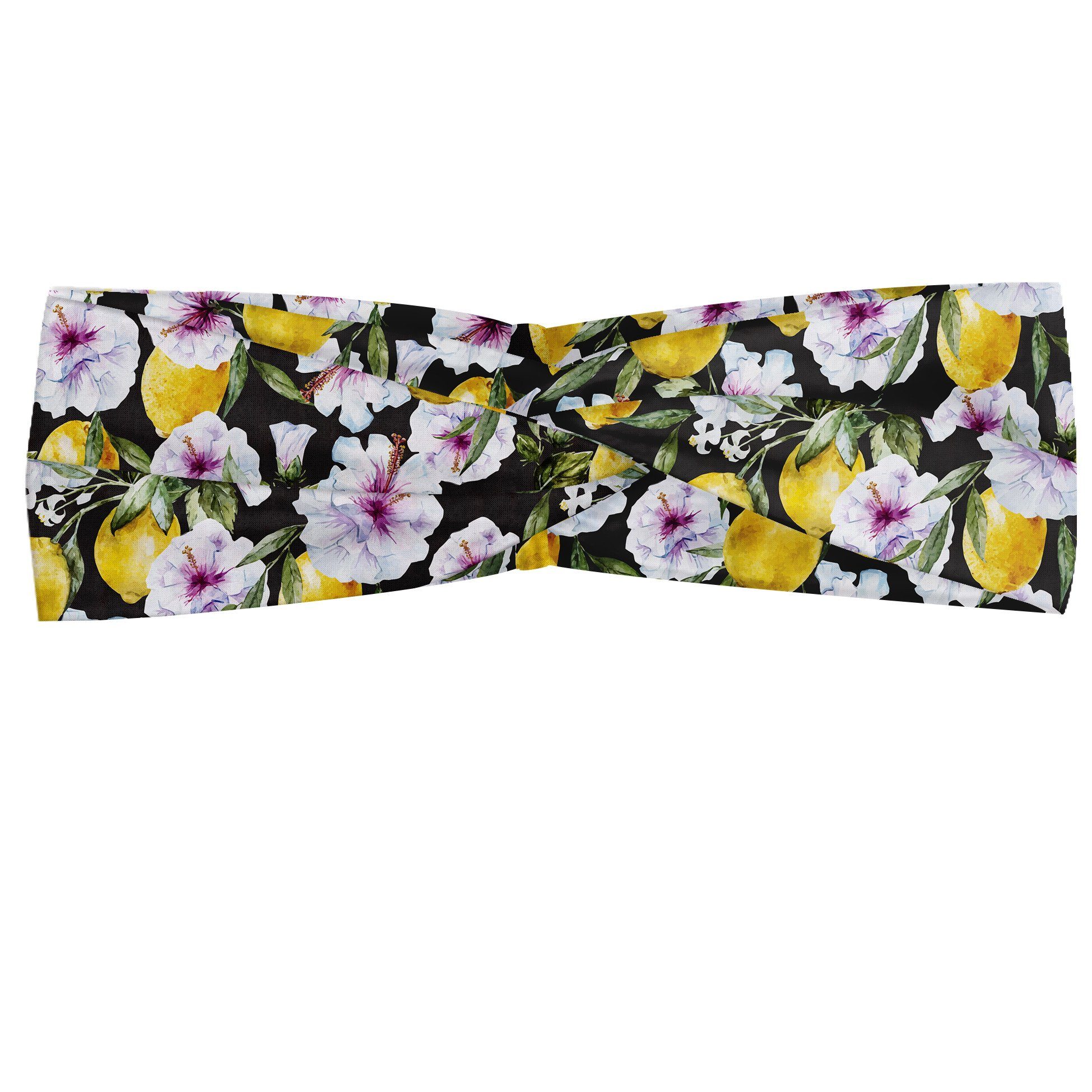 Abakuhaus Stirnband Elastisch und Angenehme alltags accessories Tropisch Hibiscus Blütenblätter Zitronen