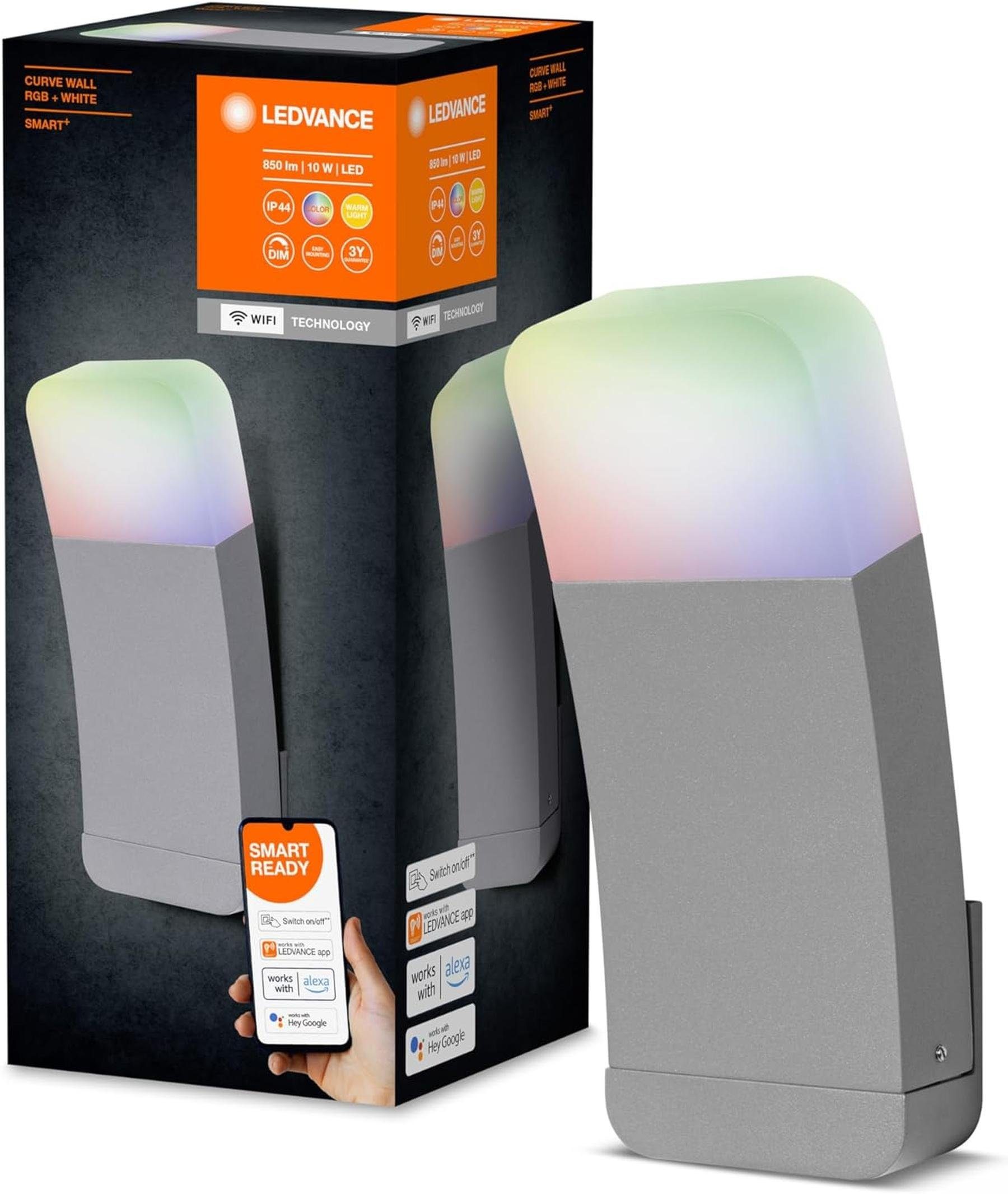 Ledvance Außen-Wandleuchte Ledvance Smarte LED Aussenleuchte für die Wand mit WiFi Technologie, Smarte LED, Warmweiß + RGB, Lampe Licht RGBW Google Alexa IP44