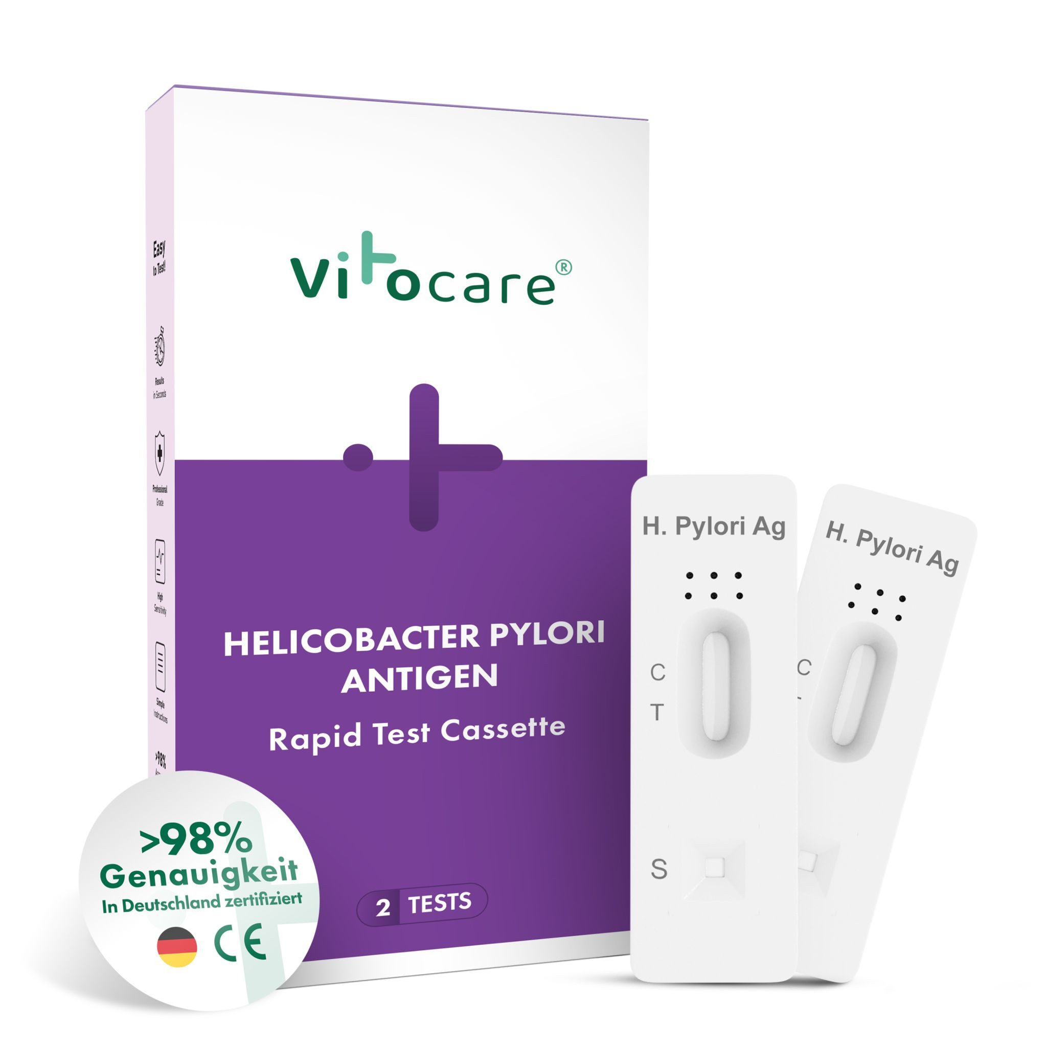 Vitocare Blutzucker-Teststreifen Helicobacter Pylori Test, Stuhltest Magenbakterien 2x