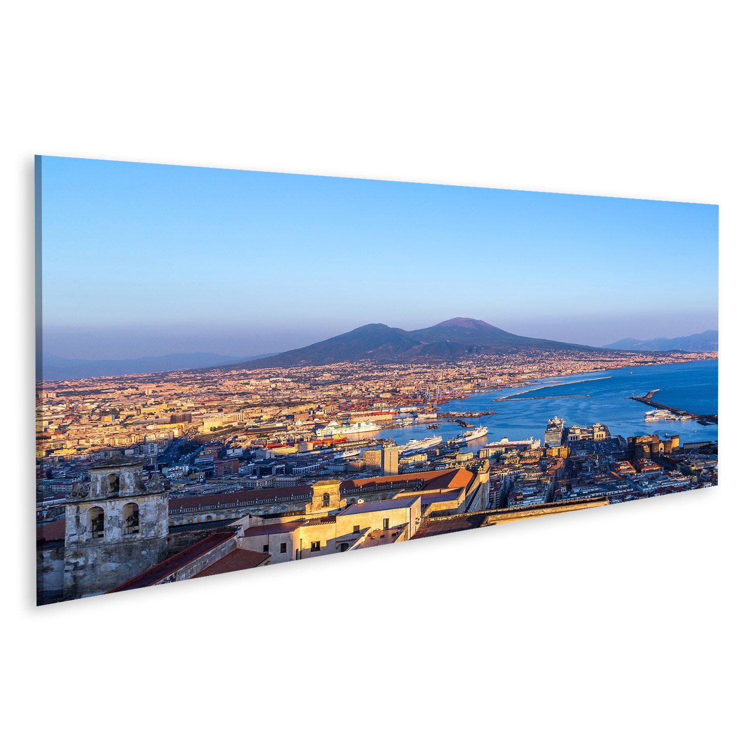 islandburner Leinwandbild Bild auf Leinwand Napoli (Neapel) Und Den Vesuv Im Hintergrund Bei Son