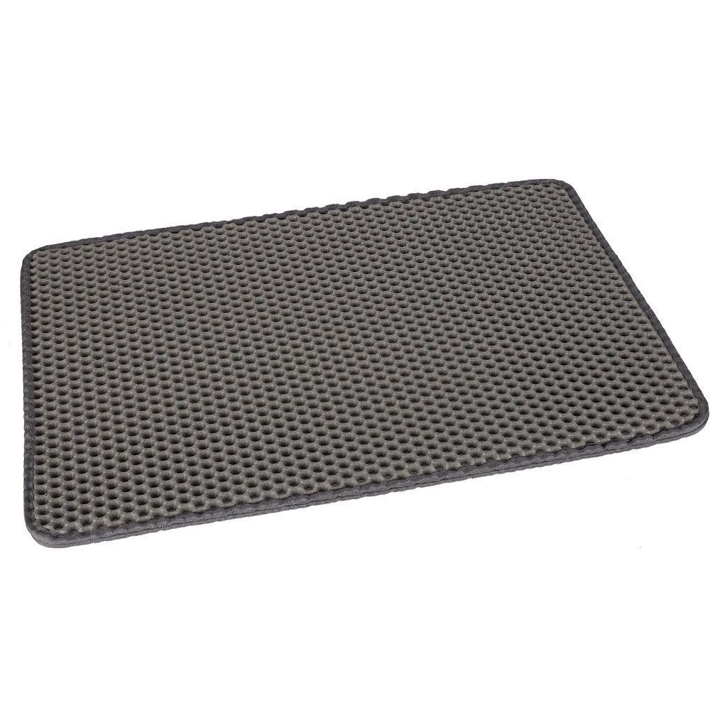 Ikonka Katzentoilette Katzenstreumatte 40x60 cm Grau wasserdicht doppellagig EVA, Doppellagige Wabenstruktur, EVA-Material, rutscharm