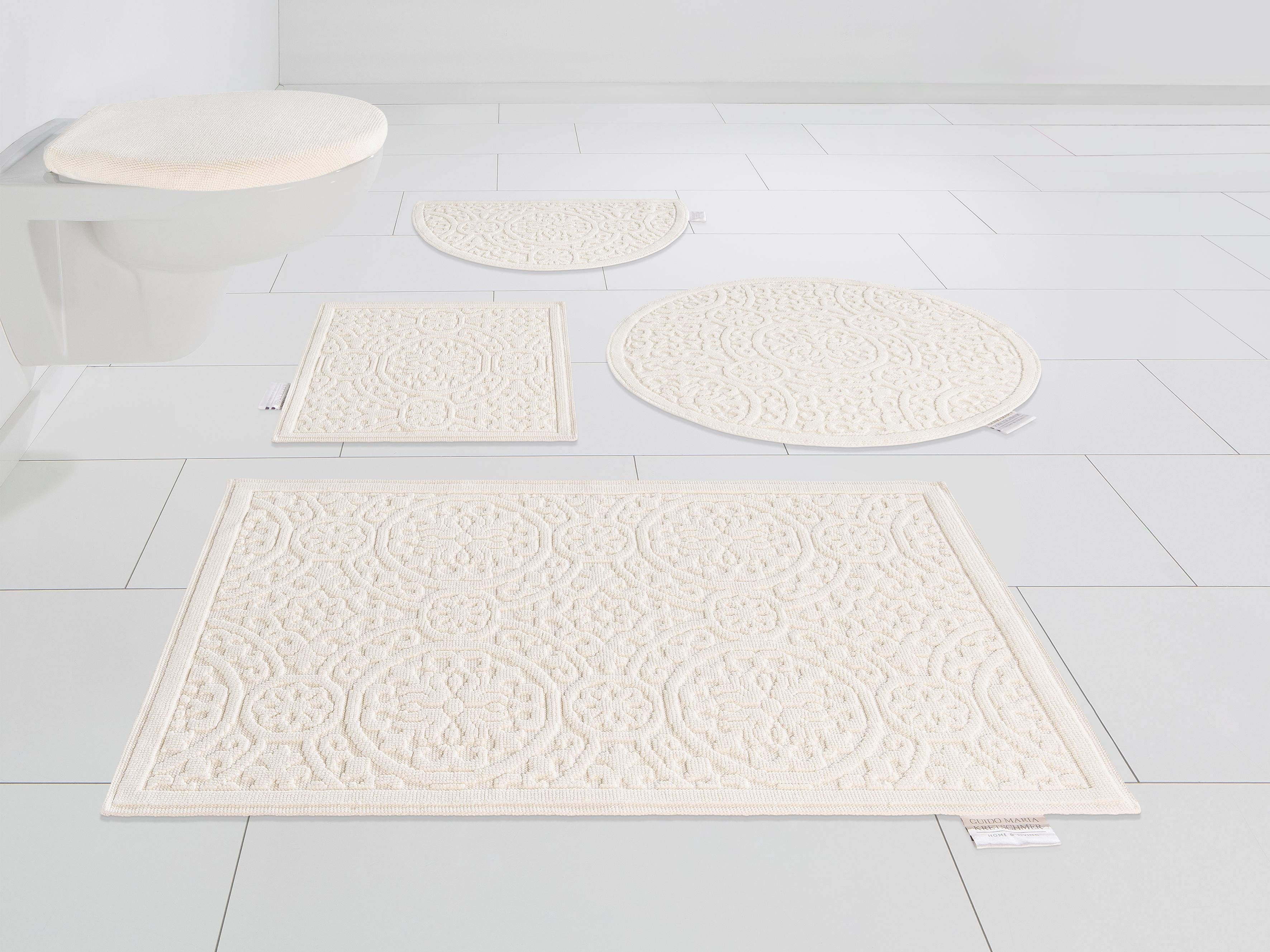 Badematte Garden Pastels Guido Maria Kretschmer Home&Living, Höhe 3 mm, rutschhemmend beschichtet, fußbodenheizungsgeeignet, schnell trocknend, strapazierfähig, Baumwolle, 2-tlg. Hänge-WC Set, Badteppich, Hoch-Tief-Effekte, auch als 2 tlg. Set erhältlich