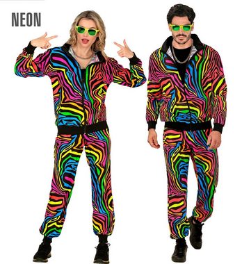 Widmann S.r.l. Kostüm Trainingsanzug 'Neon Regenbogen' für Erwachsene
