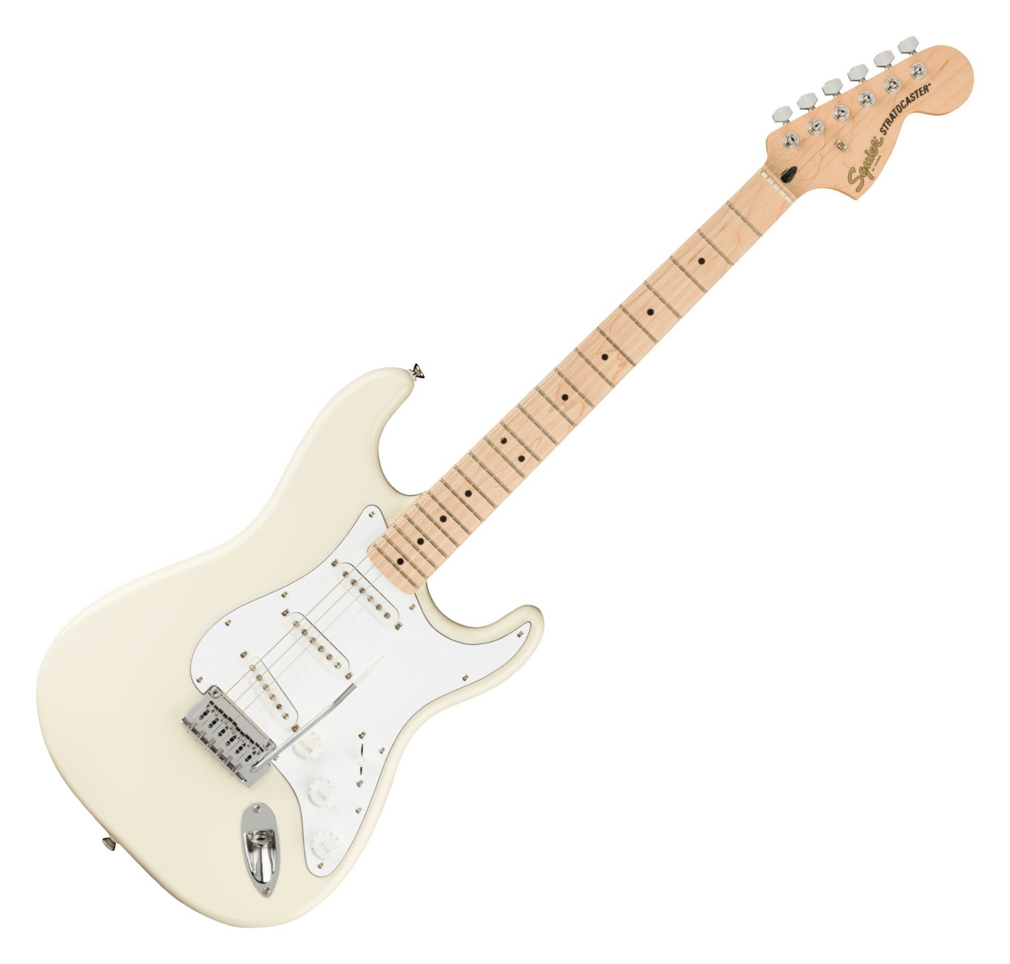 Squier E-Gitarre Affinity Series Stratocaster Olympic White, Stratocaster, mit Ahorn-Griffbrett