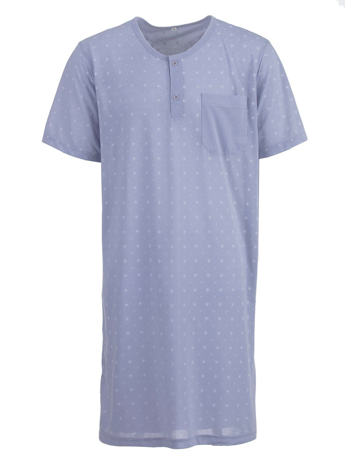 Lucky Nachthemd Nachthemd Kurzarm - Sonne Brusttasche grau