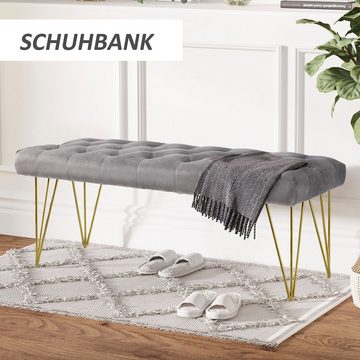 HOMCOM Sitzbank (Set, 1-St., Polyesterbank), Schuhbank Sitztruhe Eingangsbereich Polsterbank Velvet Metall Grau