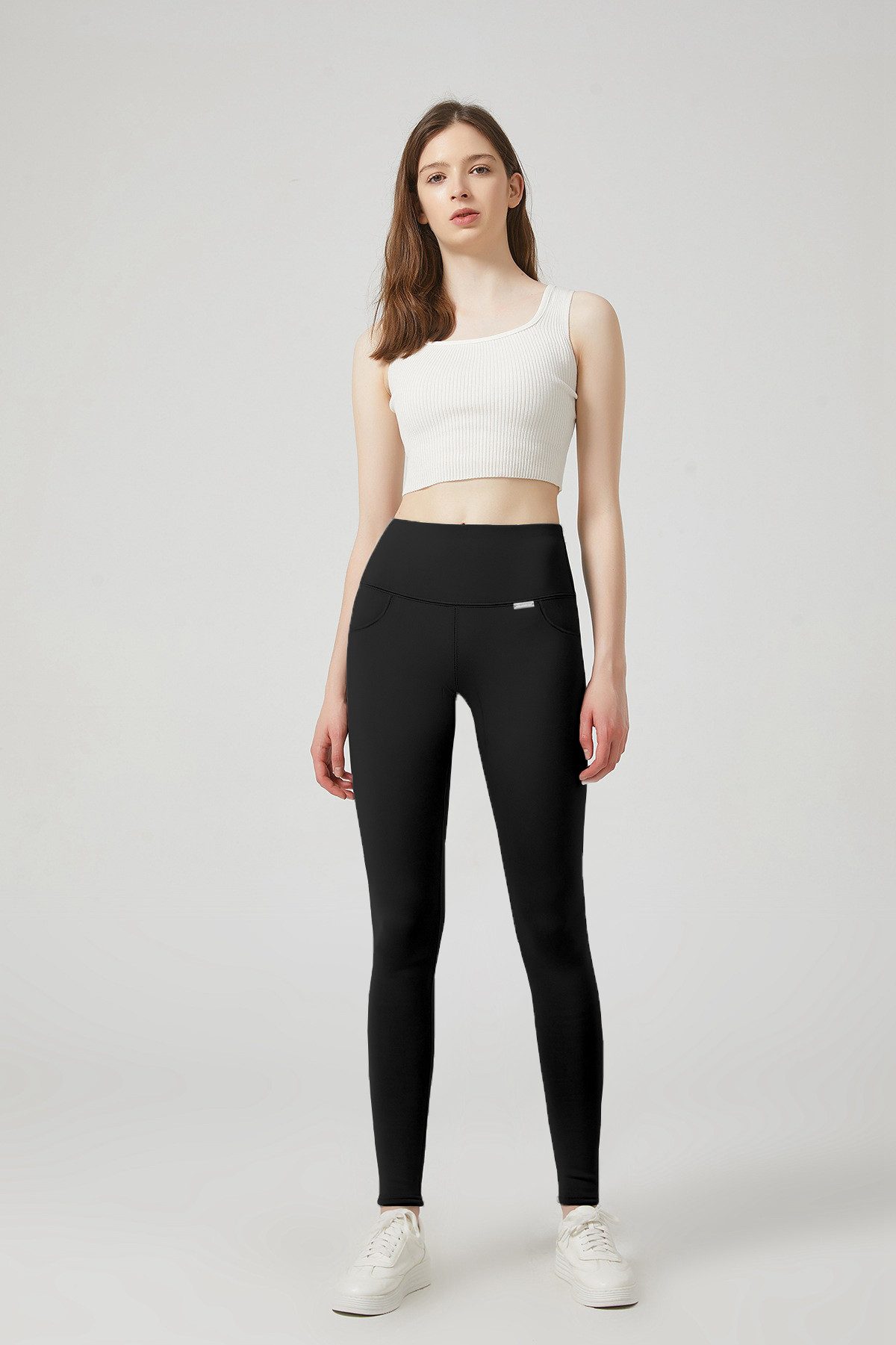 Jepo Leggings Elastische Damenhose Thermoleggings warm Fit Schwarz-XL/2XL Bequemem Tragekomfort und Figurformende Thermoleggings