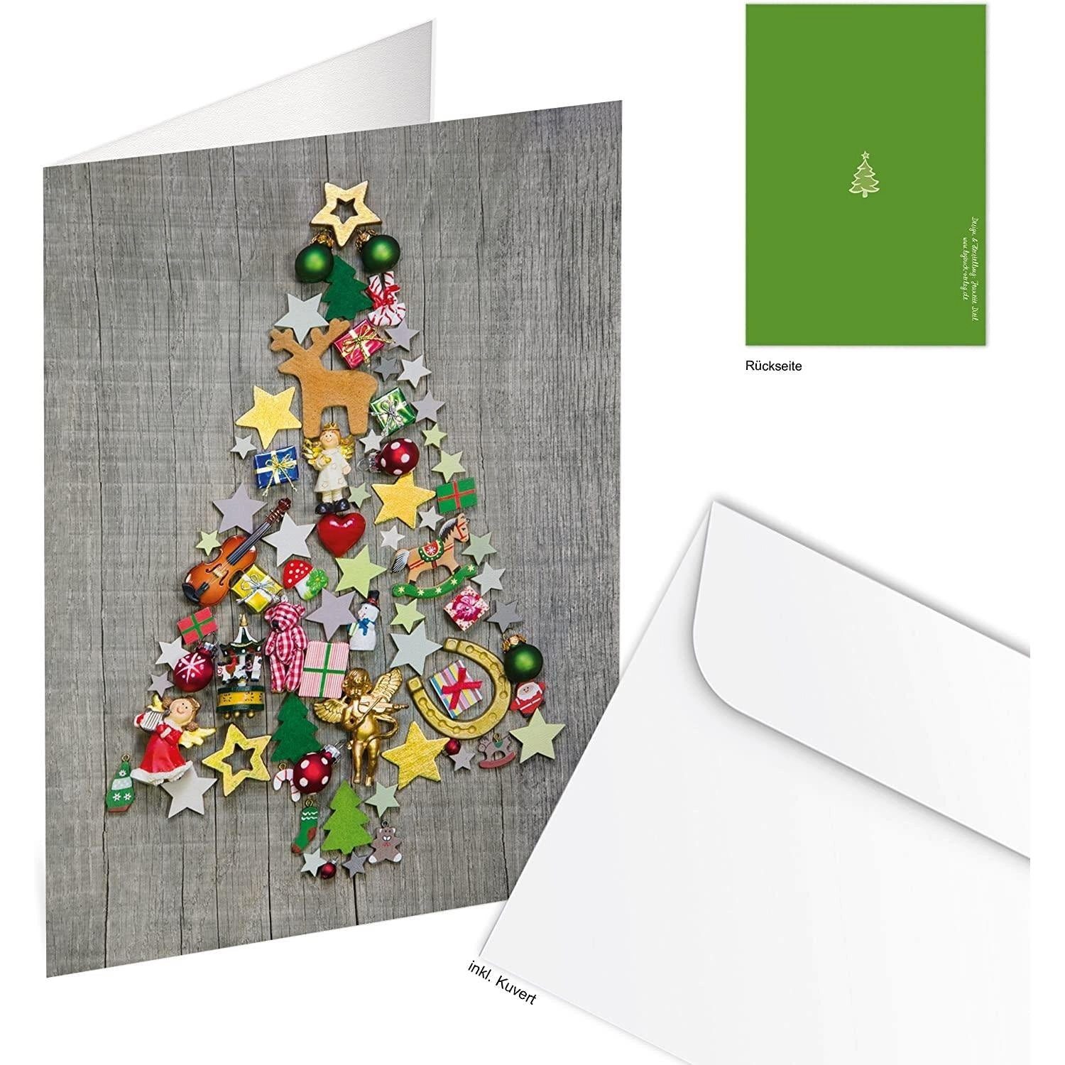 Logbuch-Verlag Klappkarte 3 Weihnachtskarten DIN A6 Klappkarten mit Umschlag – Weihnachtsbaum