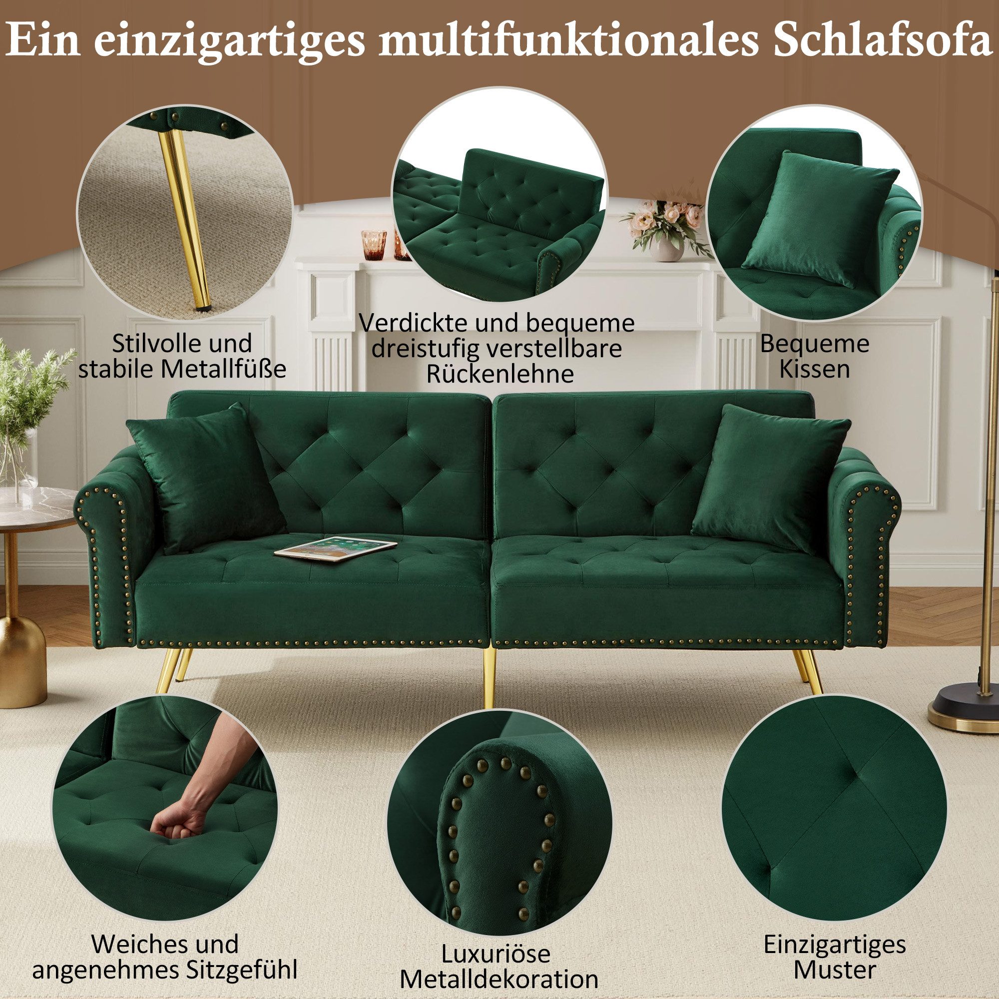 Odikalo 2-Sitzer Schlafsofa Relaxsofa Verstellbare Lehne günstig online kaufen