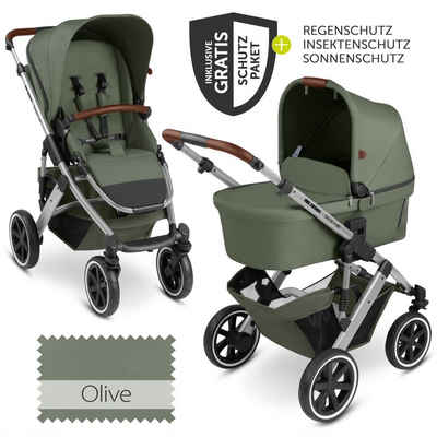 ABC Design Kombi-Kinderwagen Salsa 4 Air - Olive, 2in1 Kinderwagen Buggy Set mit Babywanne, Sportsitz, Regenschutz