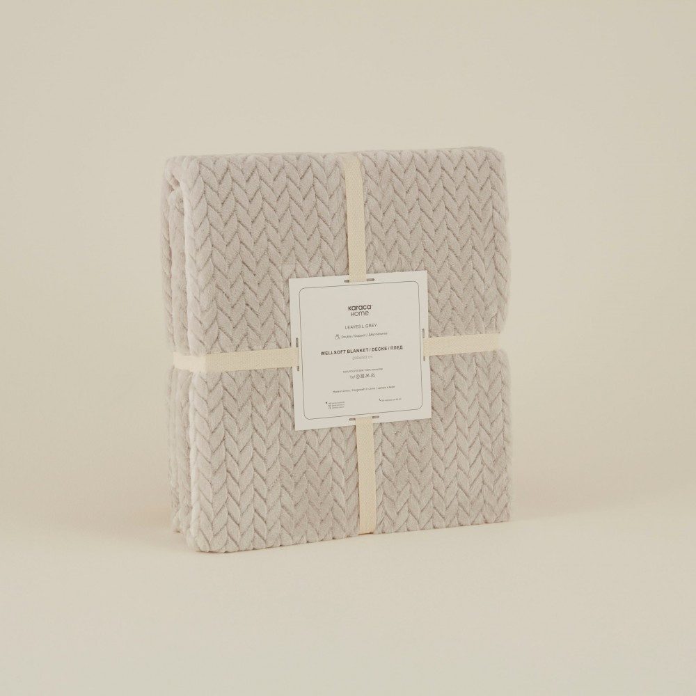 Karaca Tagesdecke Karaca Leaves Graue Doppelbettdecke Bettdecke Tagesdecke 200x220