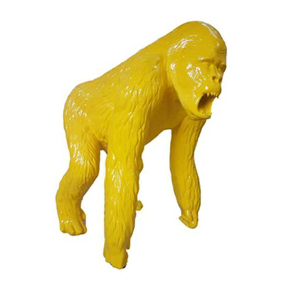 JVmoebel Skulptur Abstrakte Gelbe Figur Statue Gorilla Skulptur Deko Garten Design 130cm Statuen