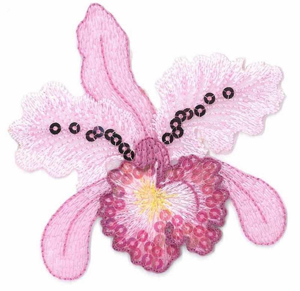 KLEIBER Aufnäher Applikation - aufbügelbar, Orchidee lila groß mit