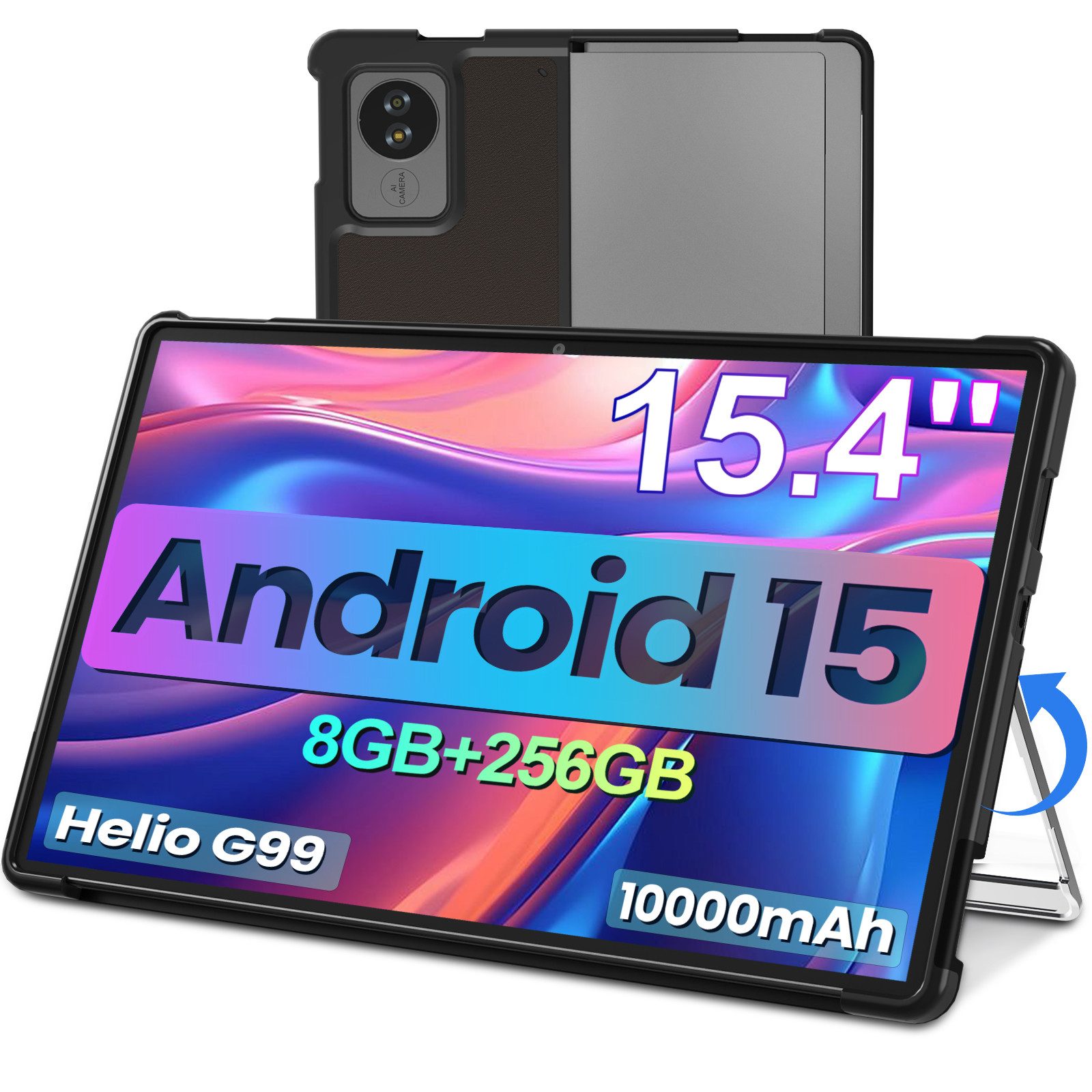 MENGHU 15,4" FHD Tablet Riesen-Display Android 15 8GB + 256GB, inkl. Ständer Tablet (15,4", 256 GB, Android 15)