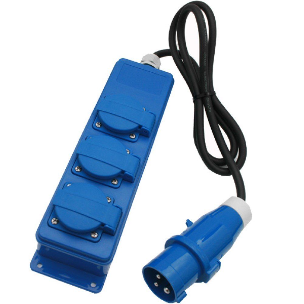 HABA B.V. 3er Steckdosenleiste Schuko mit Kabel und CEE Stecker Steckdosenleiste
