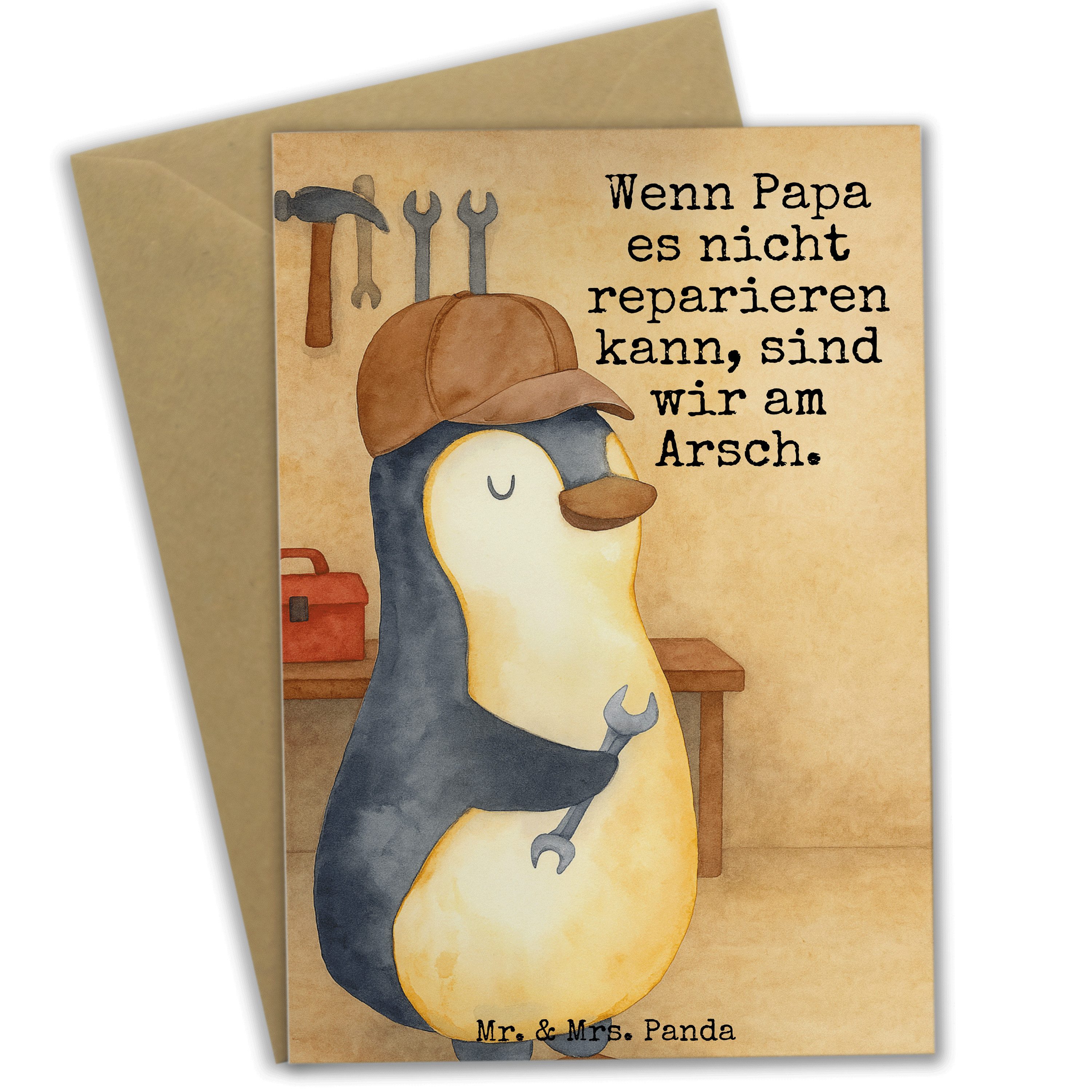 Mr. & Mrs. Panda Grußkarte Wenn Papa es nicht reparieren kann, sind wir am Arsch Design, Grußkar, hochzeitskarten Bester Papa Der Welt Papi