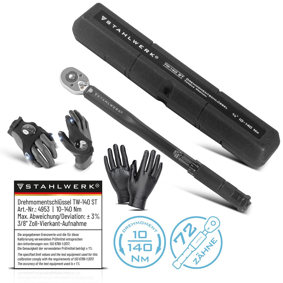 STAHLWERK Гаечные ключи Гаечные ключи TW-140 ST 10-140 Nm 3/8“ Zoll (Packung, 1 St), verchromt