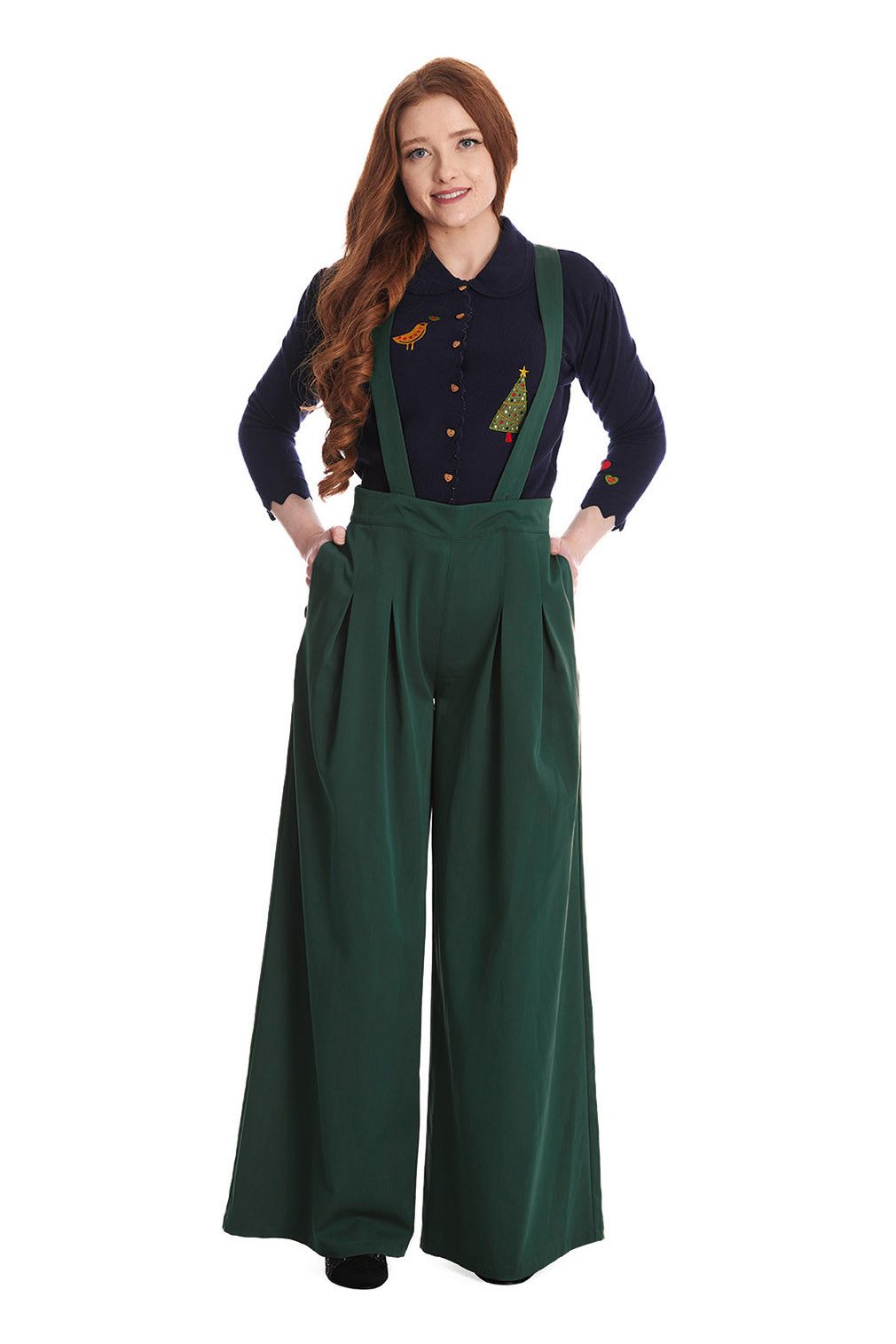 Banned Marlene-Hose Palazzo Diamond Grün Vintage günstig online kaufen