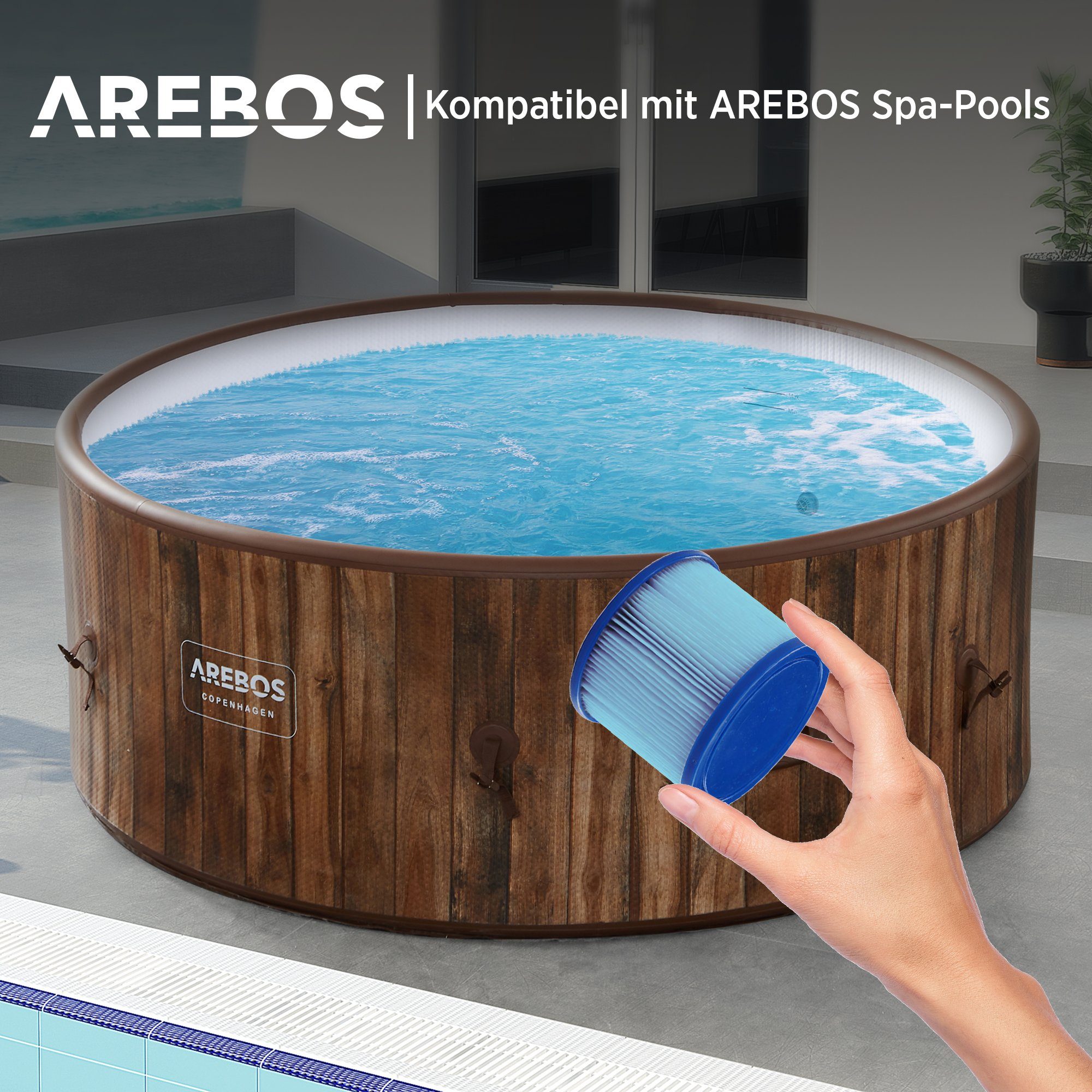 Arebos Pool-Filterkartusche Poolfilter, 6X Filterkartuschen Spa Whirlpools, Zubehör für Whirlpools