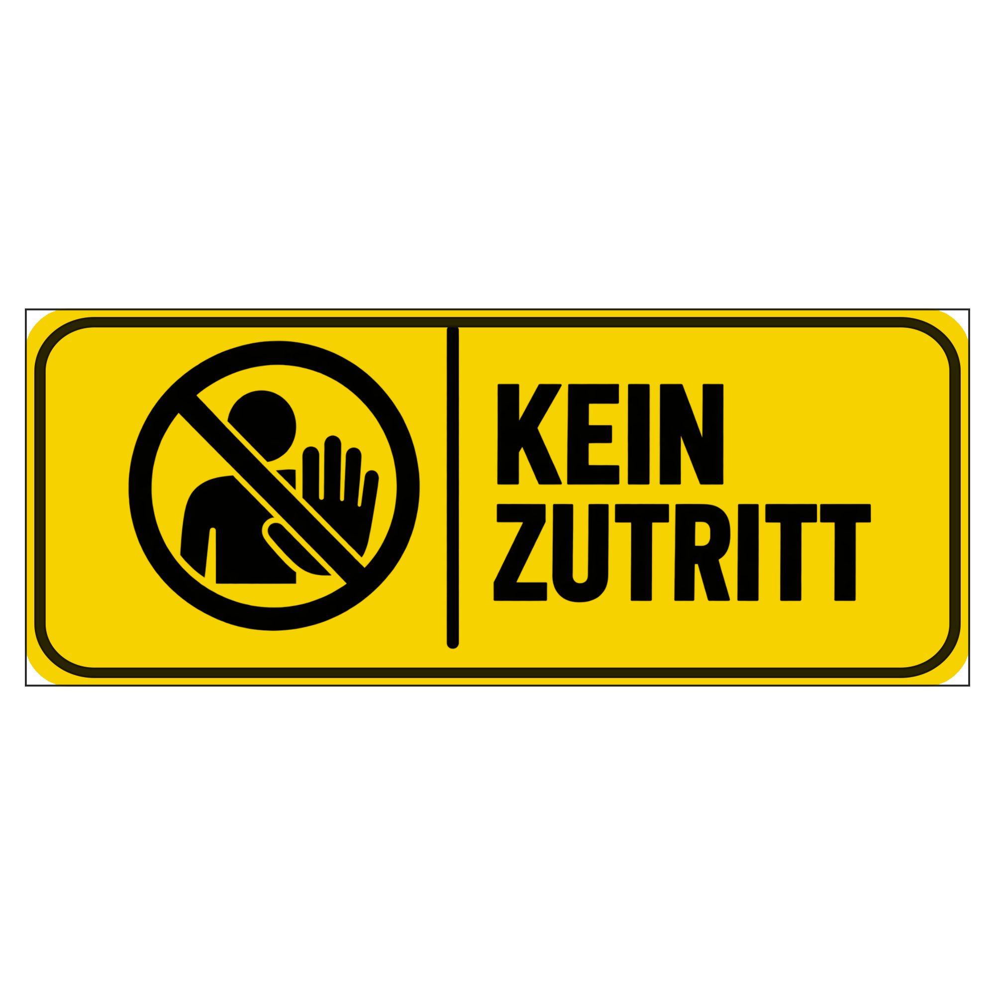 Nomiro Hinweisschild NOMIRO Hinweisschild Türschild Kein Zutritt 15x6 cm - Kunststoff gelb, (1 St), selbstklebend, lasergraviert