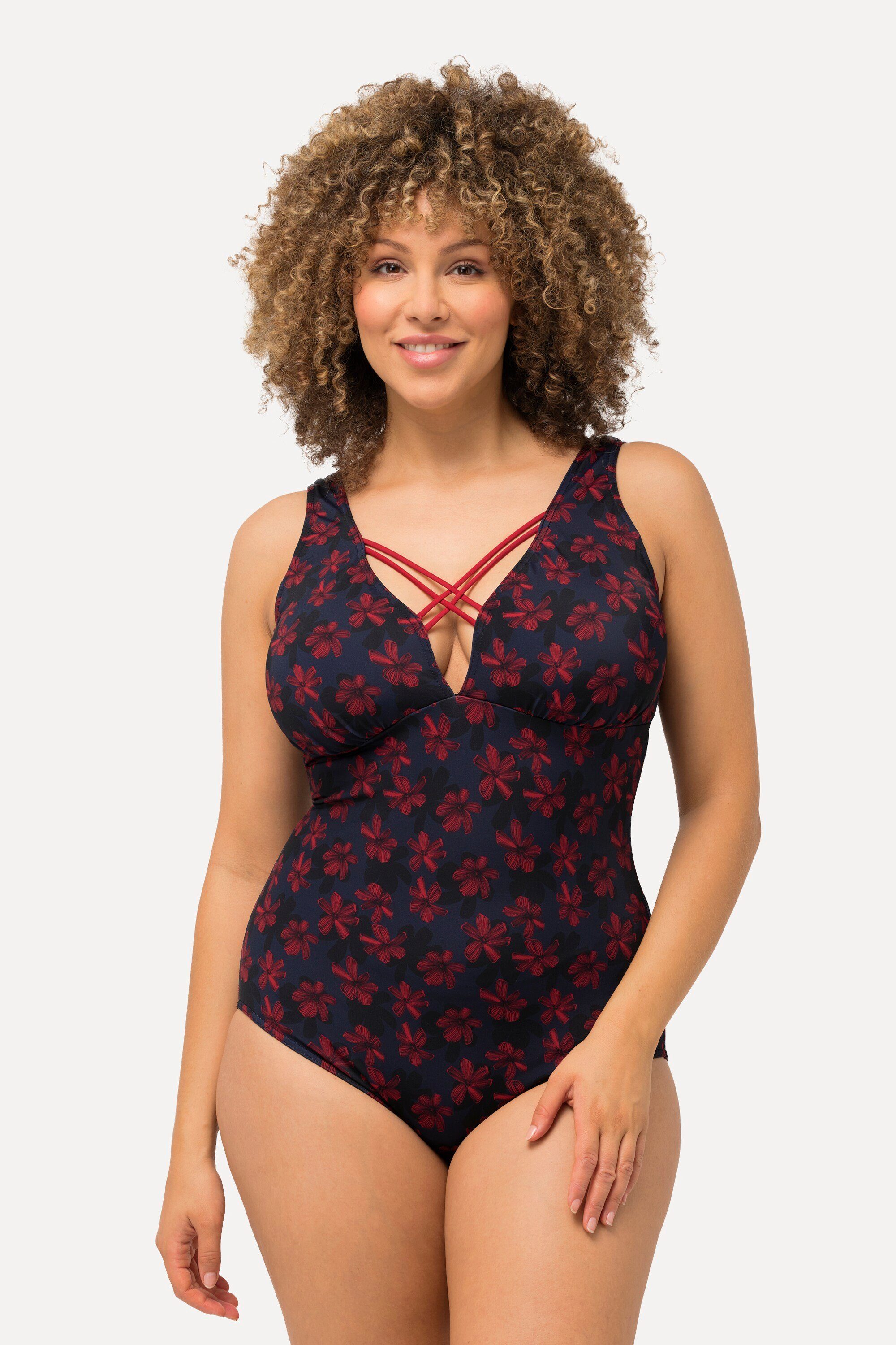Ulla Popken Badeanzug Badeanzug Blüten Zierbänder günstig online kaufen