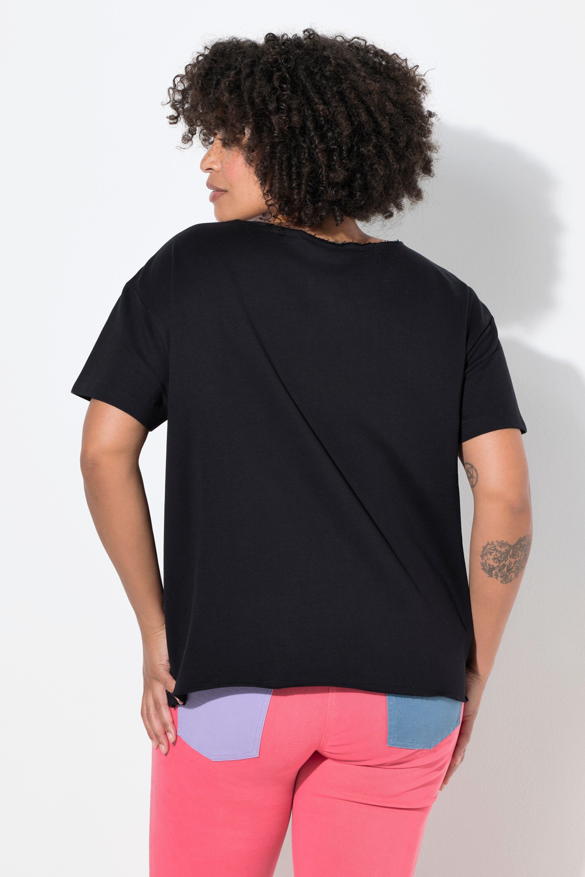 Angel of Style Sweatshirt Sweatshirt Boxy Fit Kurzarm Frottee-Schriftzug