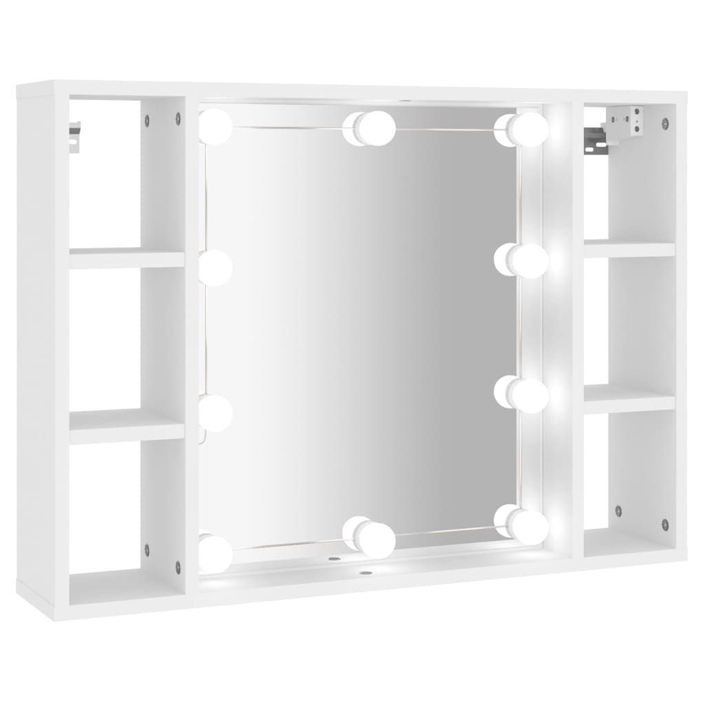 vidaXL Badezimmerspiegelschrank Spiegelschrank mit LED Weiß 76x15x55 cm (1-St)