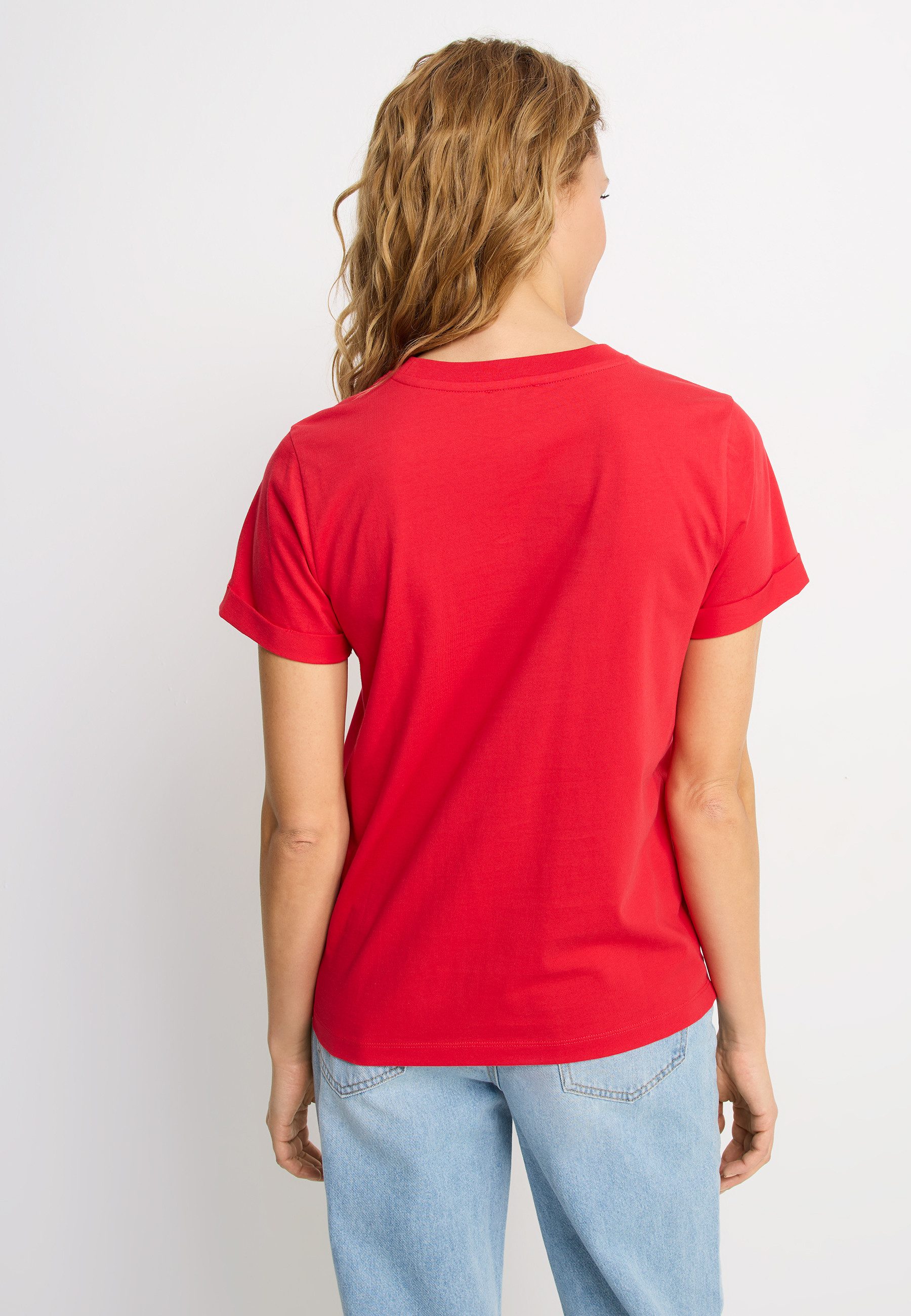 LASCANA T-Shirt mit süßer Herz-Stickerei, Kurzarmshirt aus Baumwolle, Muttertag