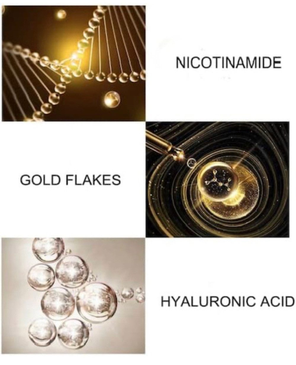 Samira Anti-Falten-Serum Hyaluron Serum Konzentrat 6 fach mit 24K echtgold Partikel, 1-tlg., verjüngt und verpasst Ihnen auch einen gesunden Glow.