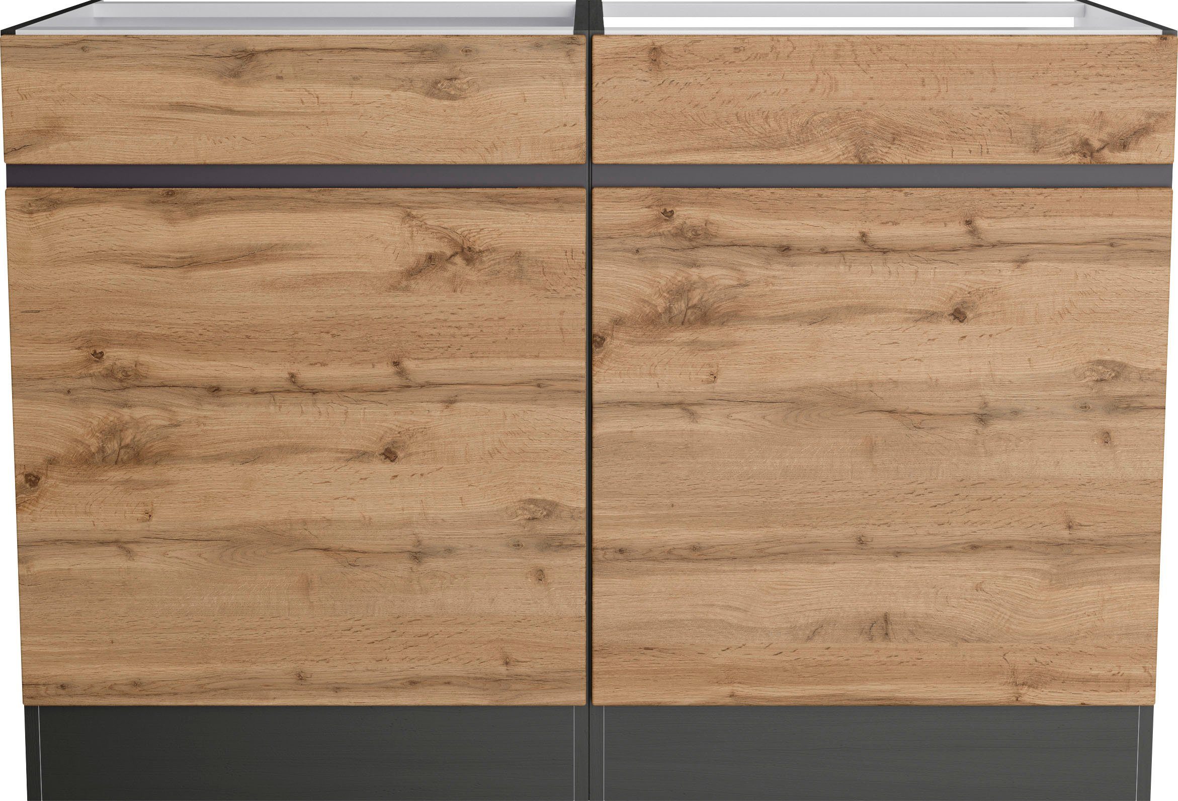 KOCHSTATION Spülenschrank KS-Riesa Breite 120 cm, MDF-Fronten