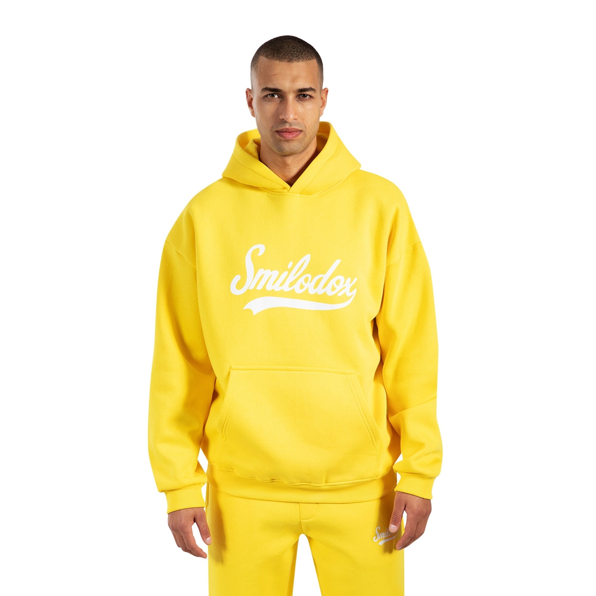 Smilodox Hoodie Lorik, Oversize Kapuzenpullover mit großem Frontprint auf der Brust weicher und flauschiger Stoff Kängurutasche Pulli Alltag Streetstyle