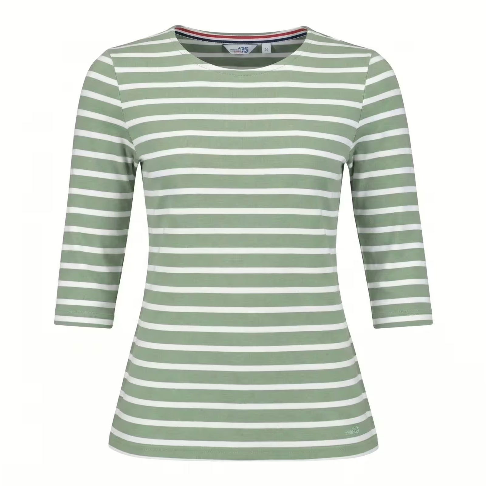 modAS 3/4-Arm-Shirt Damen 25902 Bretonisches Shirt Streifen - Gestreiftes Rundhalsshirt Maritimer Ringellook, Streifenshirt Baumwolle (ca. 225 g/m), Rundhals