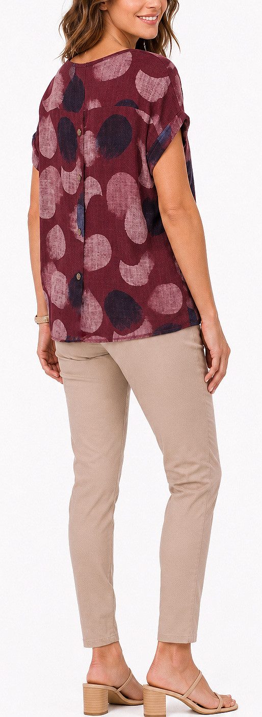 dy_mode Kurzarmbluse Kurzarm Bluse Baumwollshirt Damen Blusenshirt Elegantes Tunika Shirt