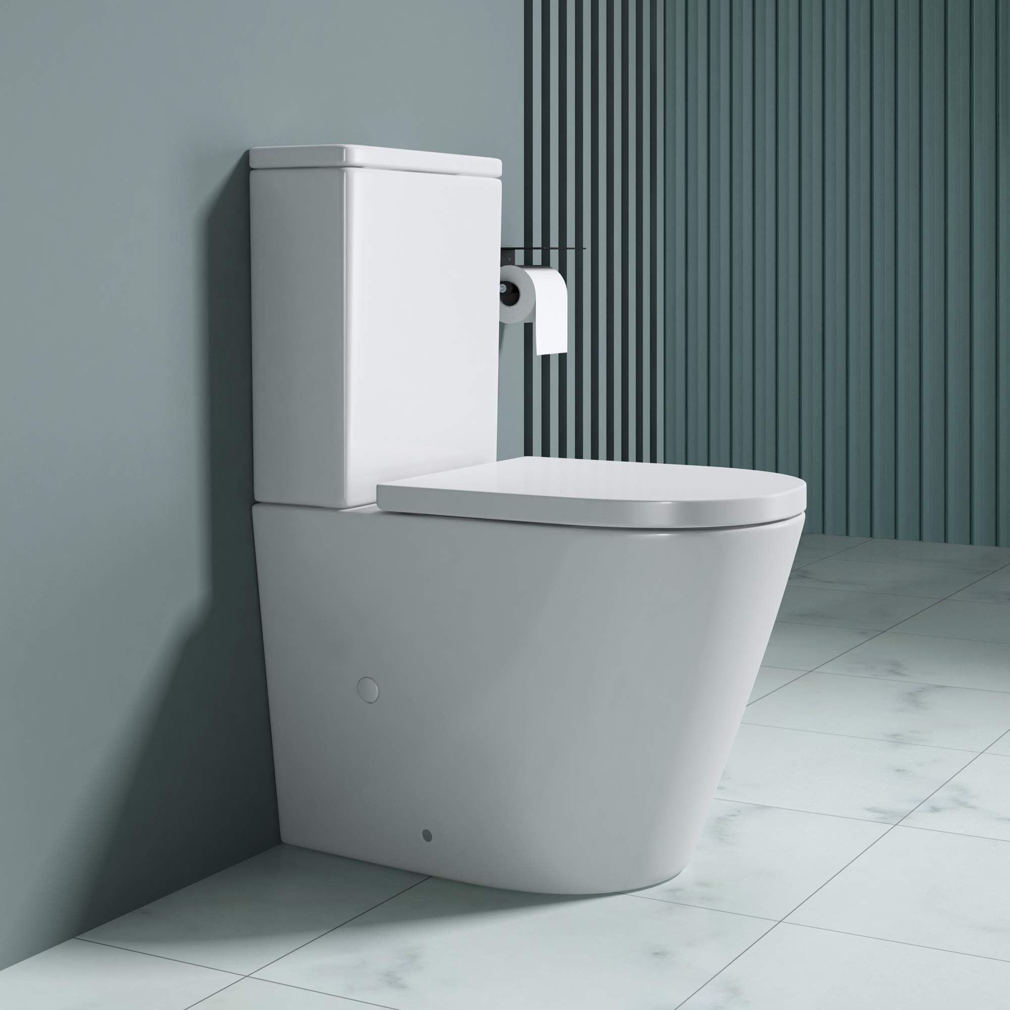 doporro Tiefspül-WC Stand-WC bodenstehend Design Toilette Silent-Close spülrandlose, Wandmontage