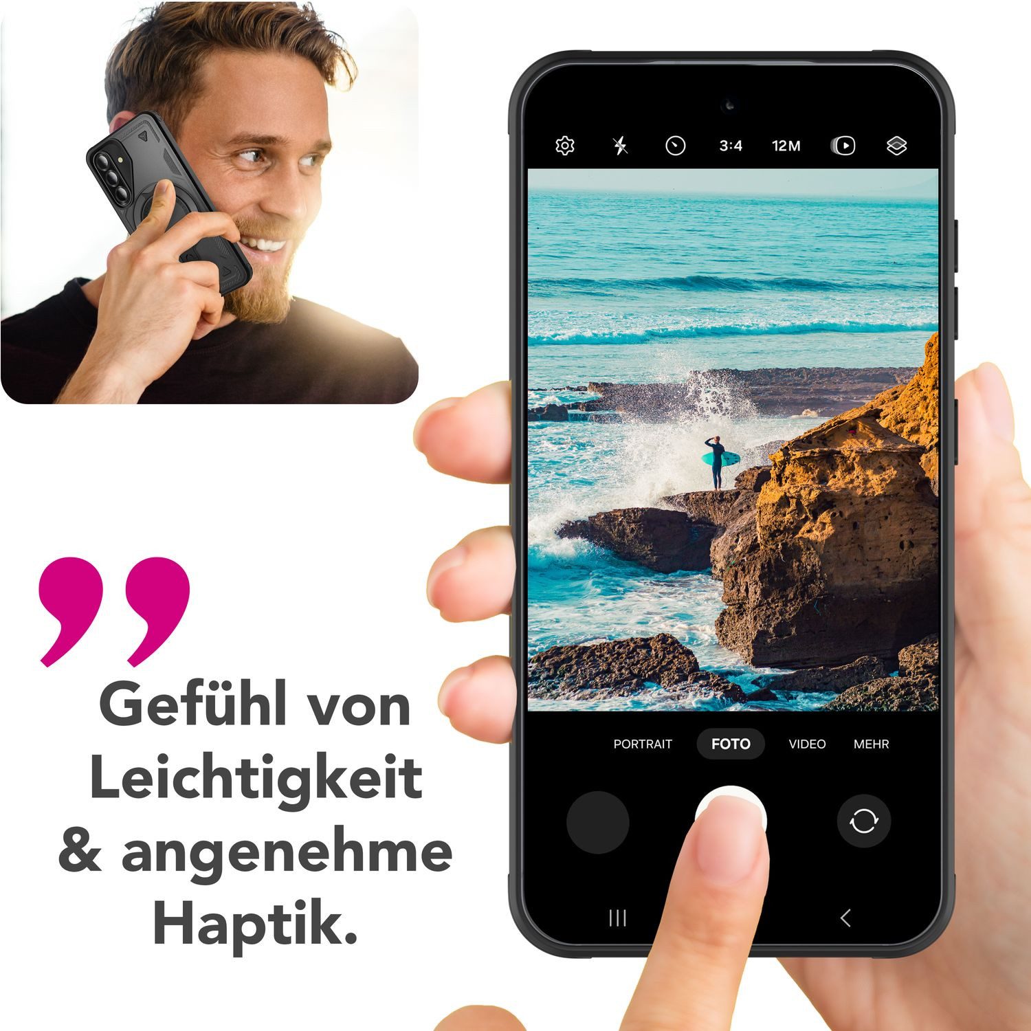 Nalia Smartphone-Hülle Samsung Galaxy A56 17 cm (6,7 Zoll), Military Cover / MagSafe / 360° Dreh Ring / Aufsteller / Outdoor Hülle – Bild 5 von 5