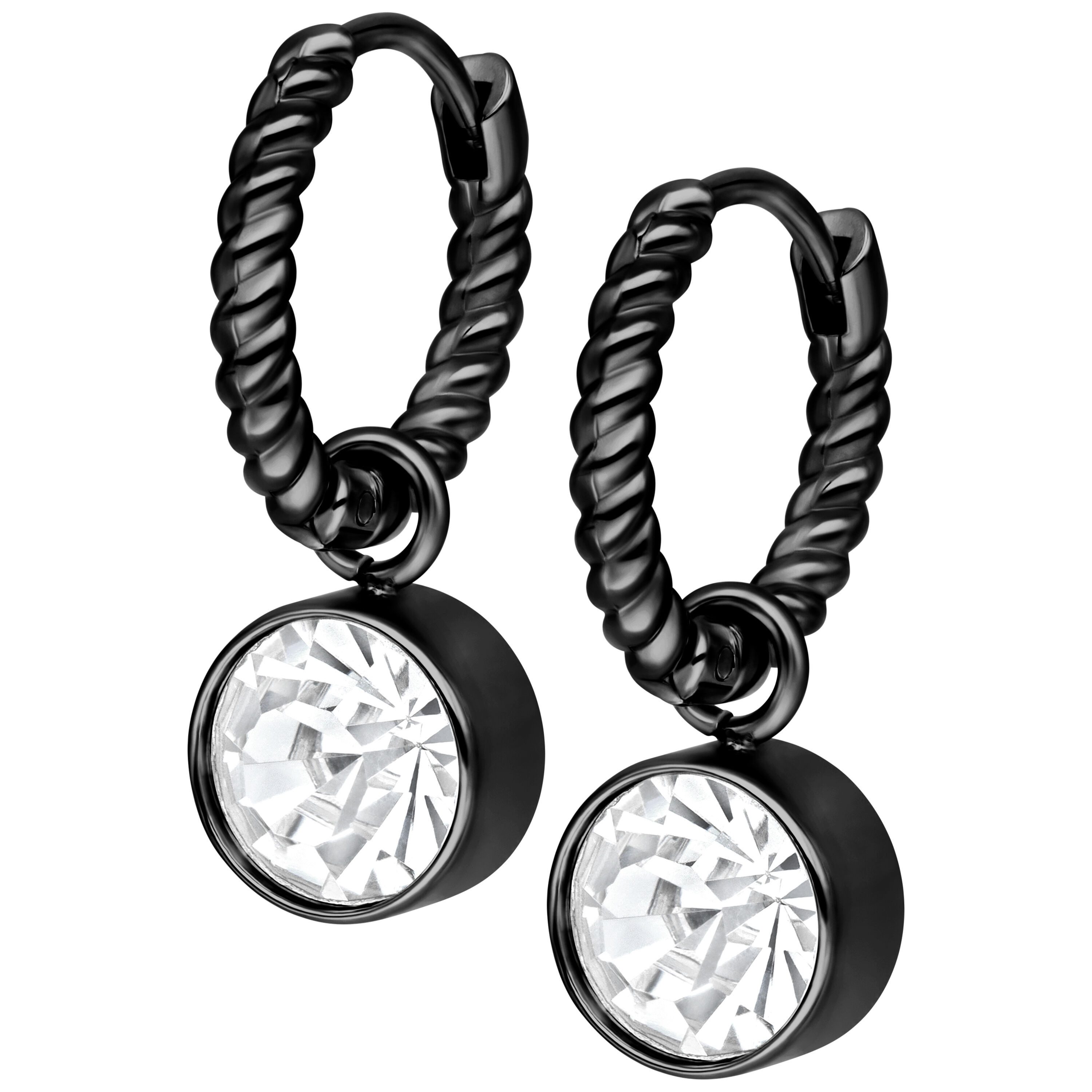 Paar Ohrhänger Little Twisted Hoops - Schwarz, Bela